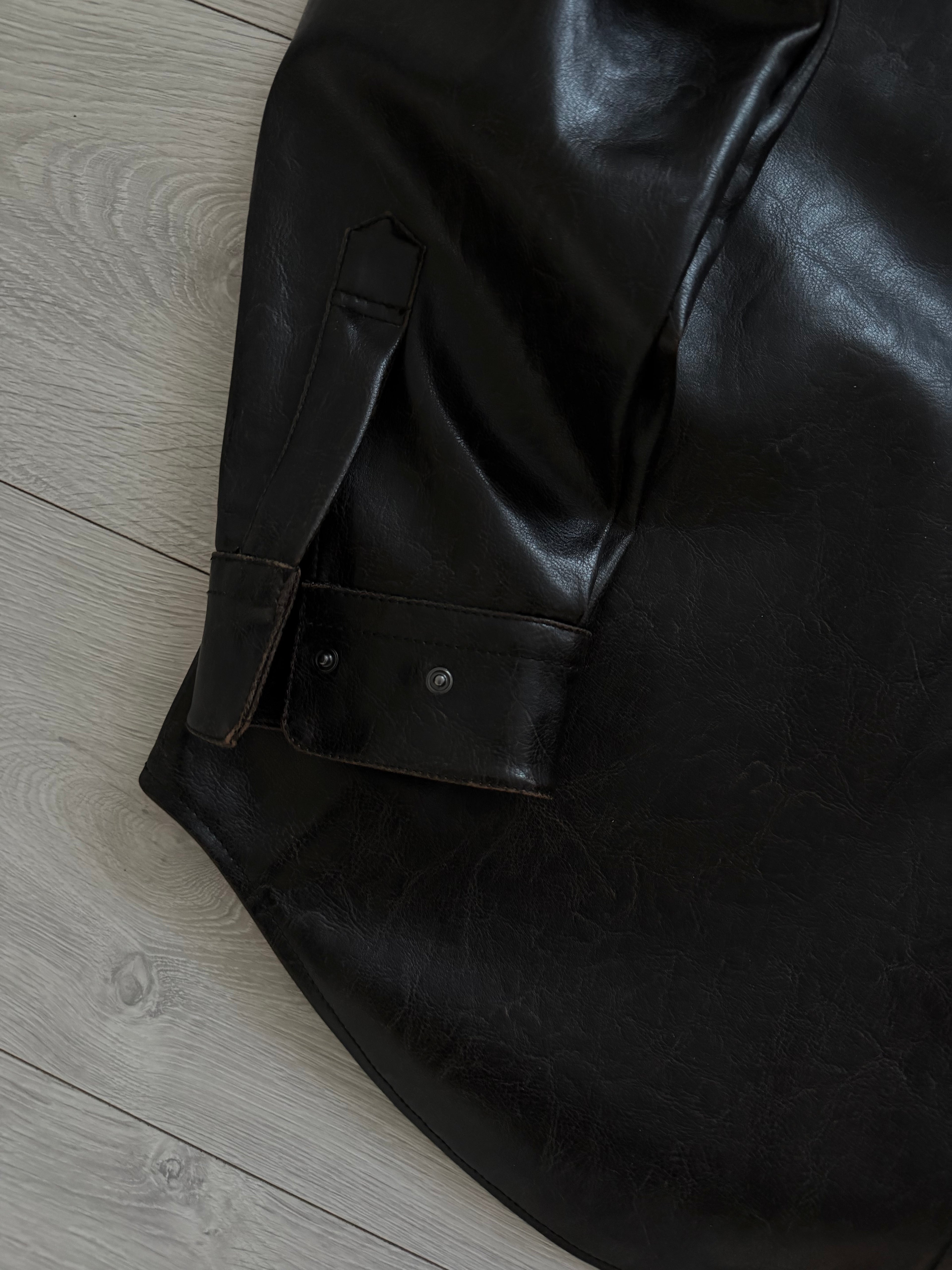 Giorgio Armani 2000s Leather Effect Snap Front Jacket  - Size XL