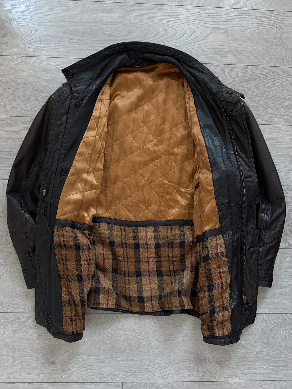 Hugo Boss 1980s Leather Military Field Jacket - Size L