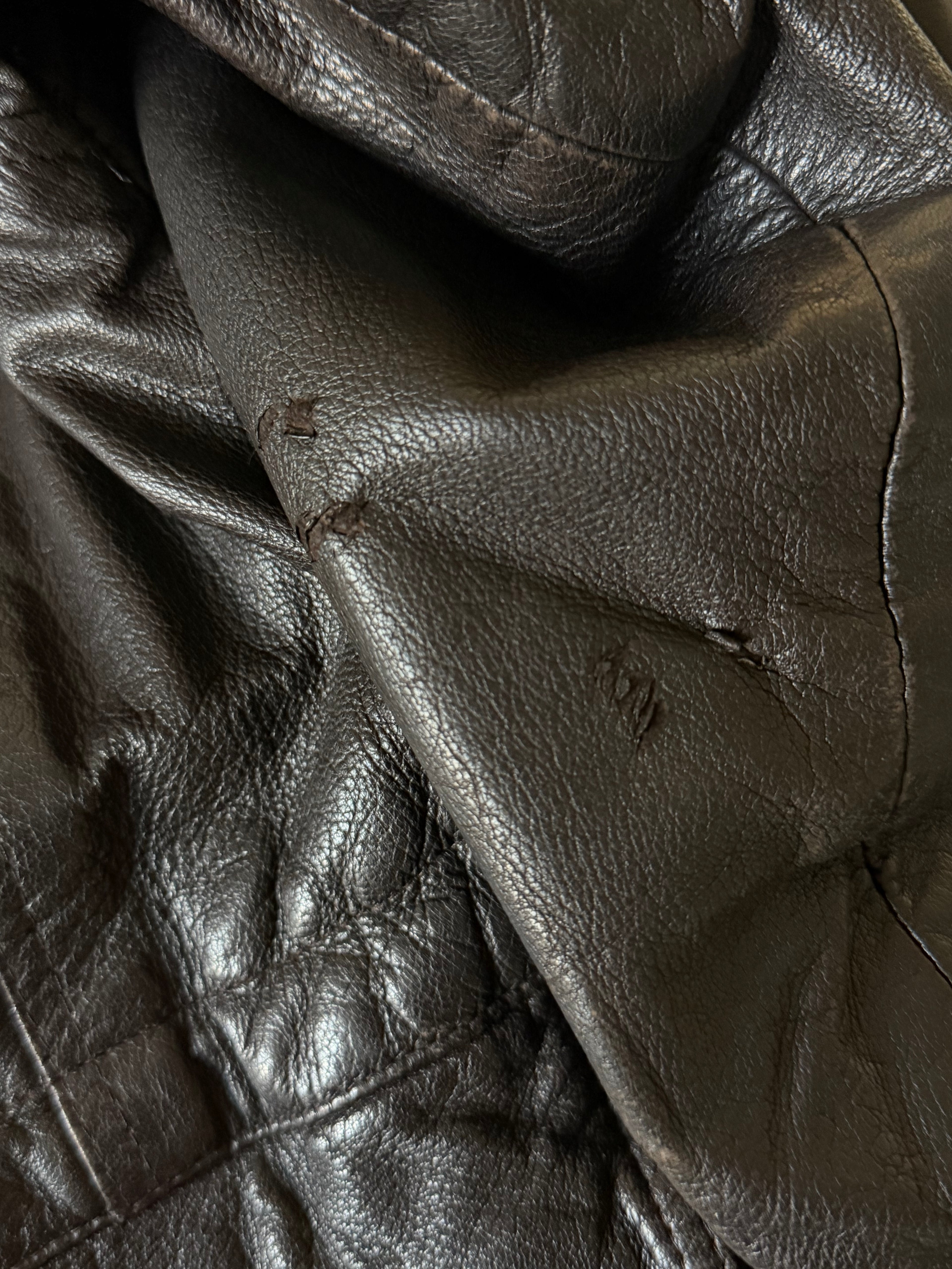 Hugo Boss 1980s Leather Military Field Jacket - Size L