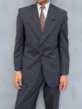 Basile 1980s 1B Asymmetrical Pleated Wool Grey Suit - Size S Jacket / 30" Waist