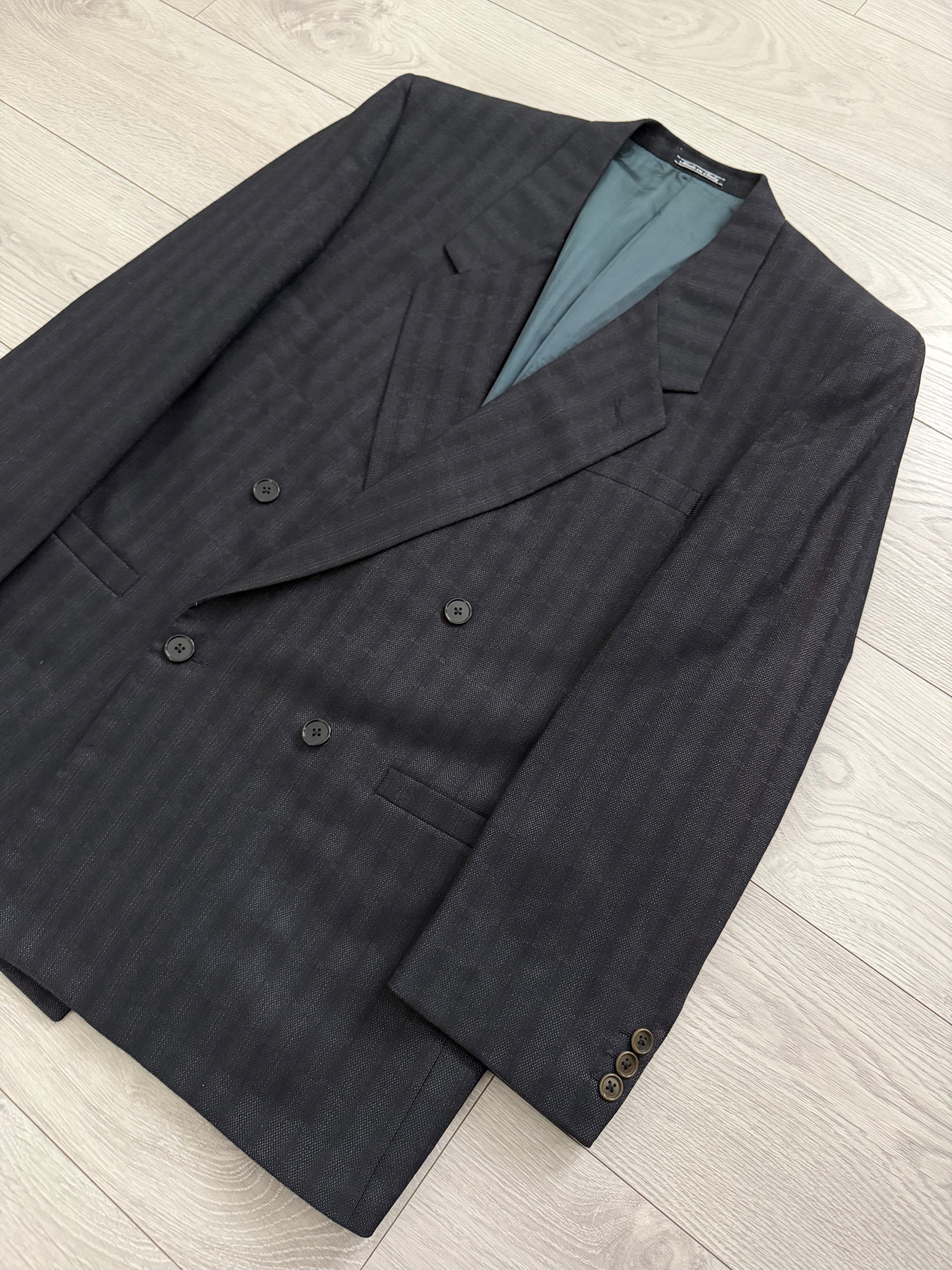 Versace 1990s Notch Lapel Double Breasted Wool Sport Jacket Blazer Navy - Size L