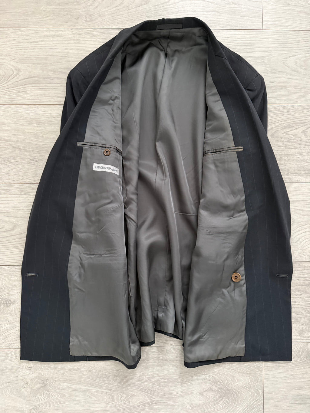Emporio Armani 1990s Peaked Lapel Double Breasted Wool Sport Jacket Blazer Navy - Size M