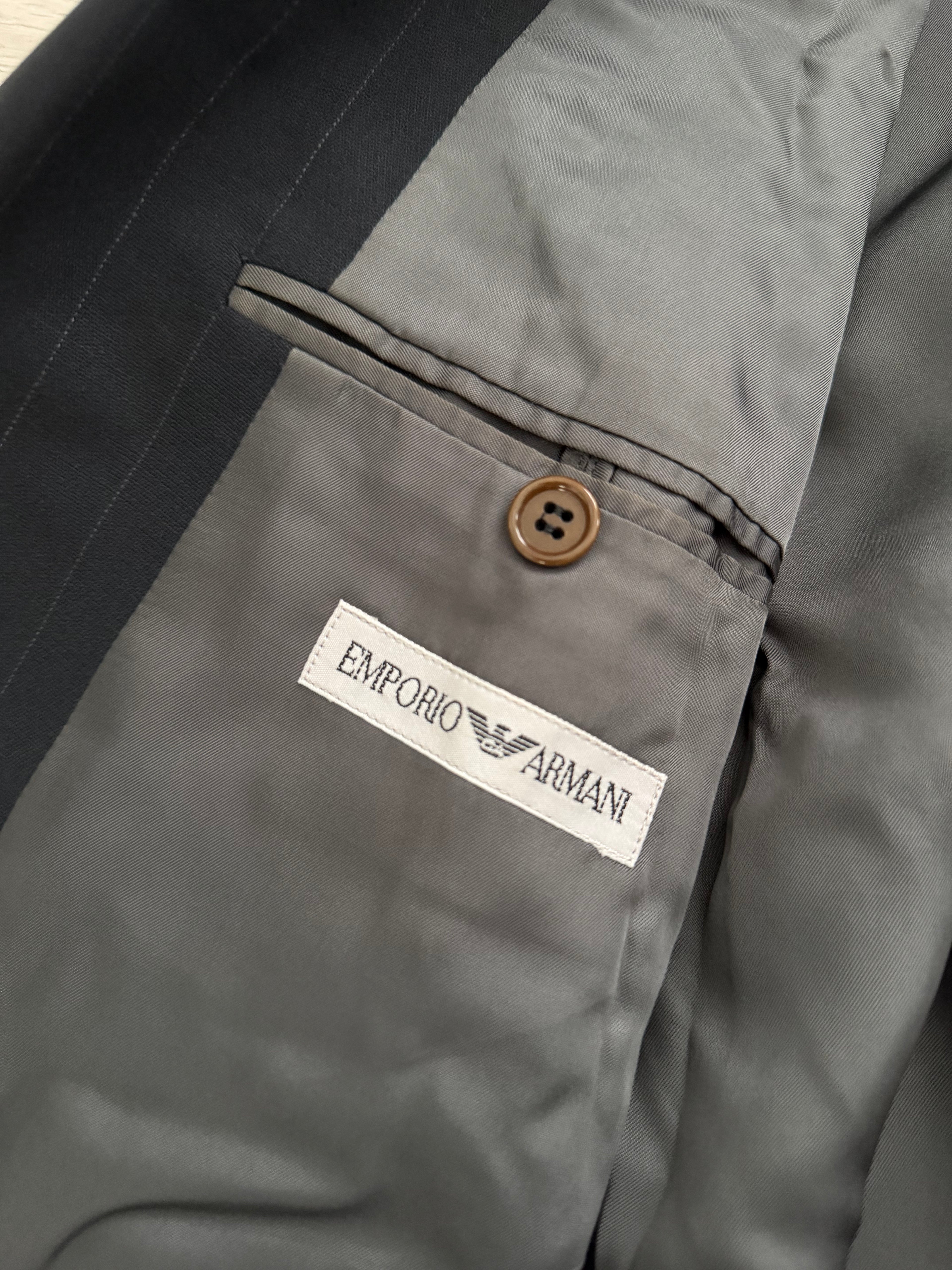 Emporio Armani 1990s Peaked Lapel Double Breasted Wool Sport Jacket Blazer Navy - Size M