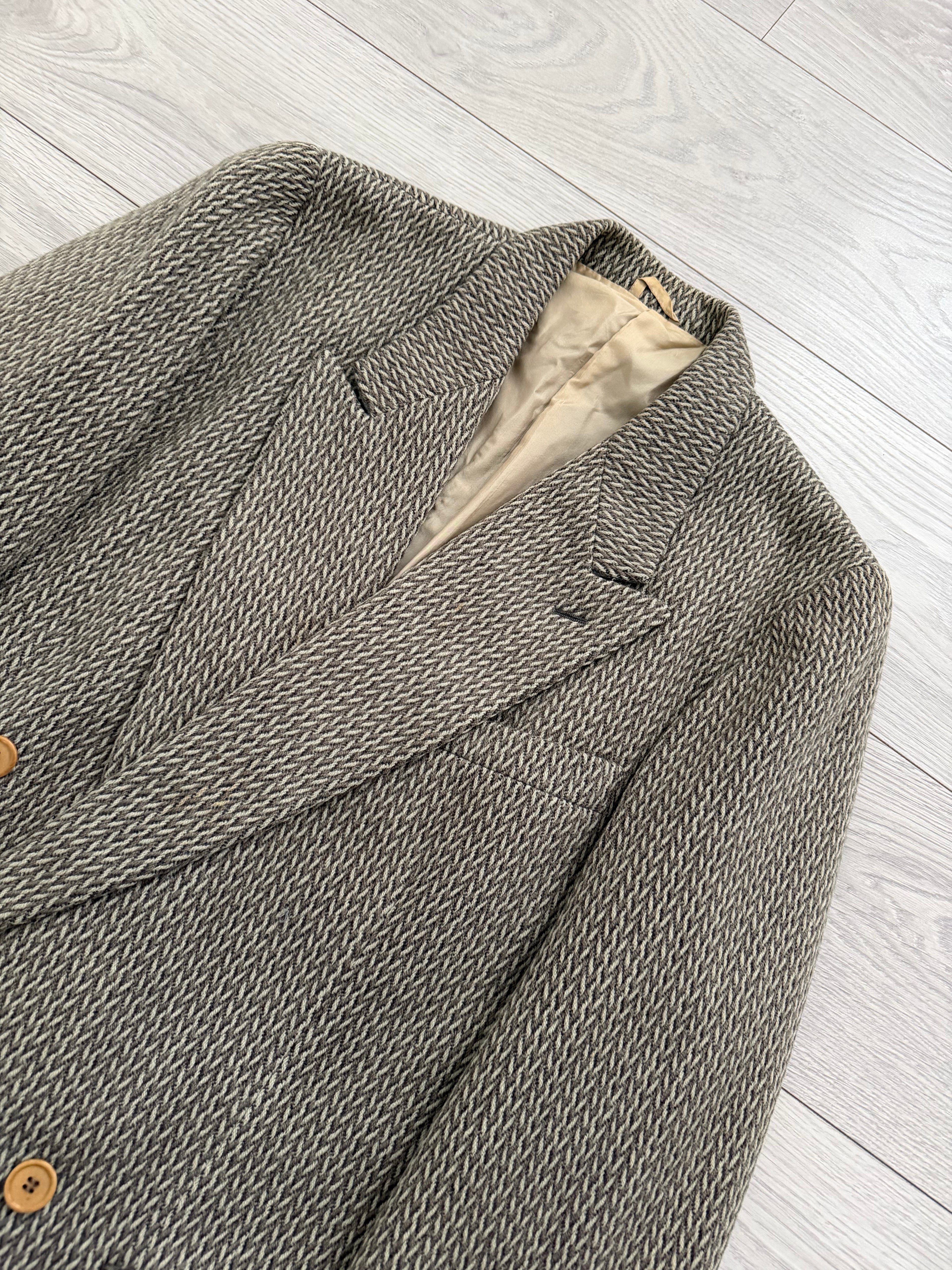 Giorgio Armani Black Label 1990s Peaked Lapel Double Breasted Textured Wool Sport Jacket Blazer - Size M