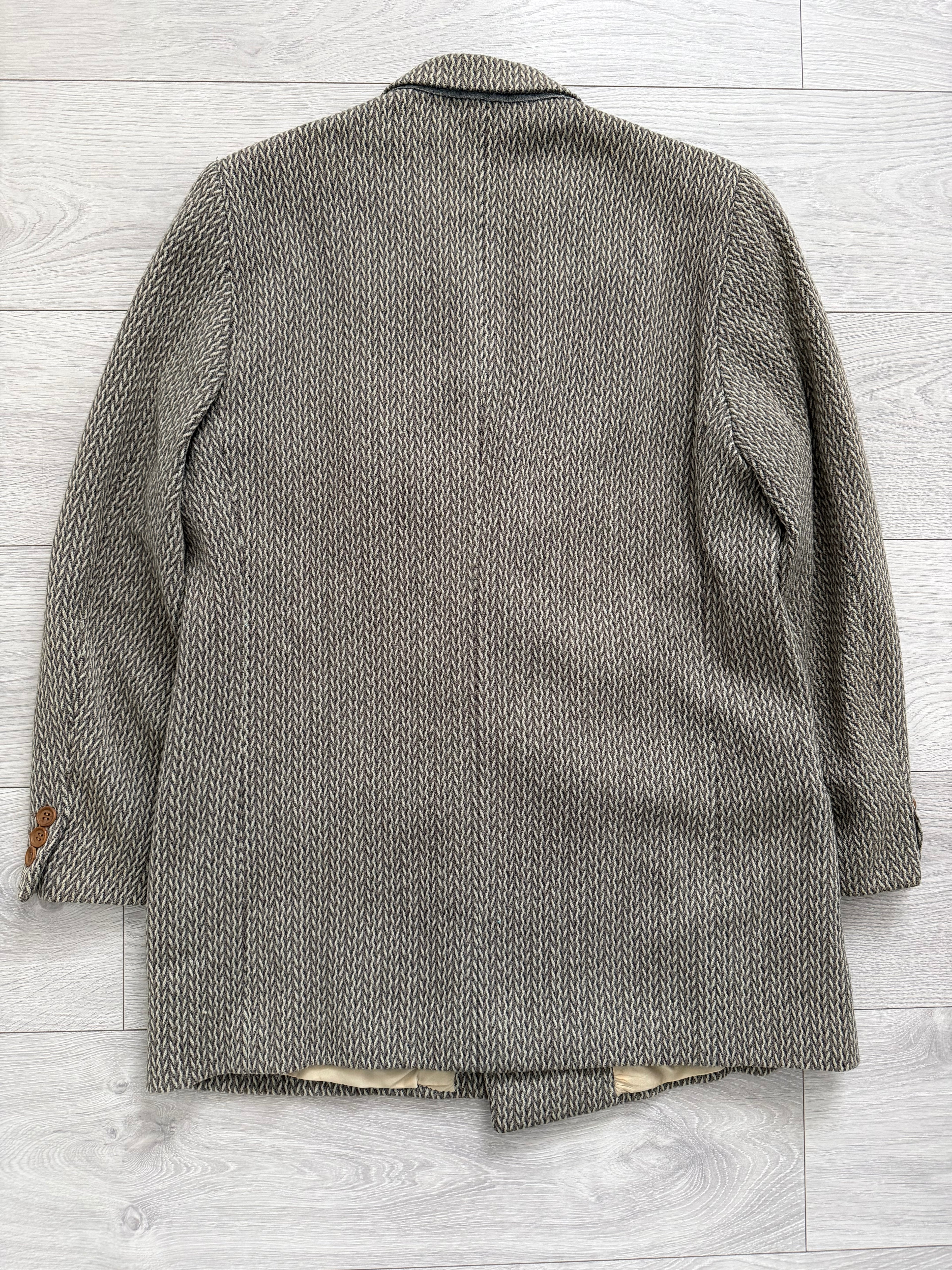 Giorgio Armani Black Label 1990s Peaked Lapel Double Breasted Textured Wool Sport Jacket Blazer - Size M