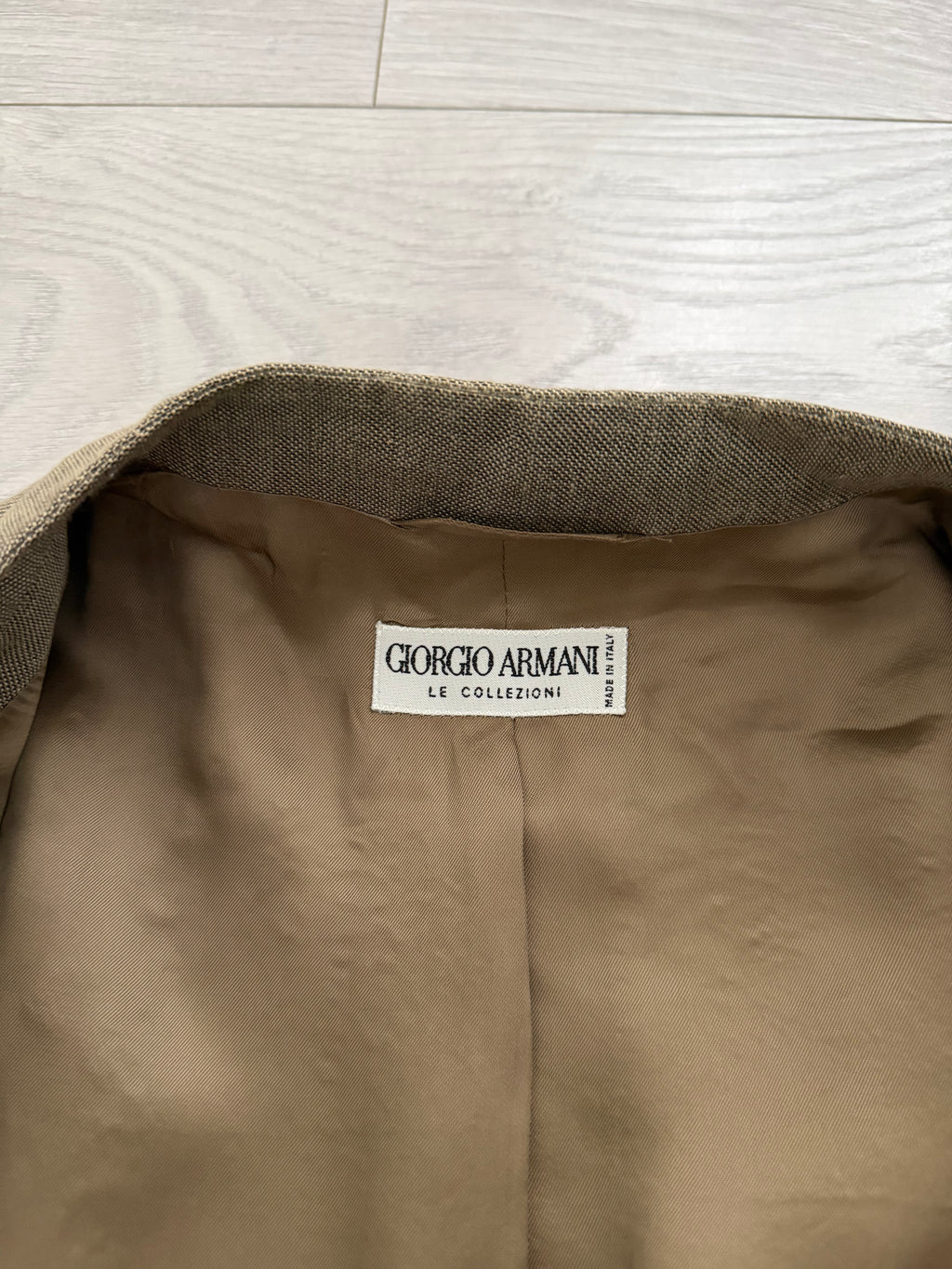 Giorgio Armani 1980s Nehru Collar Jacket Taupe Olive Brown - Size L