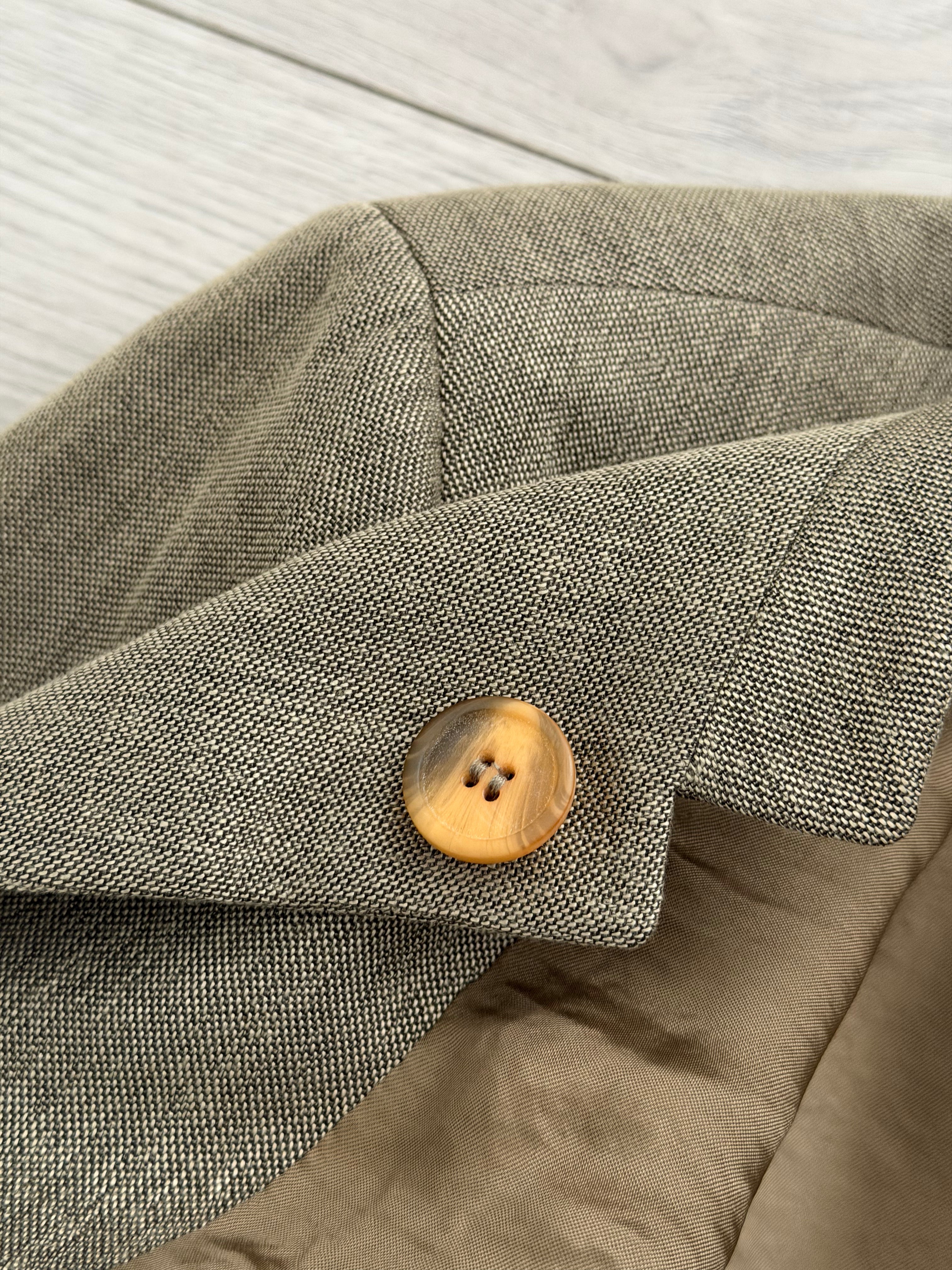 Giorgio Armani 1980s Nehru Collar Jacket Taupe Olive Brown - Size L