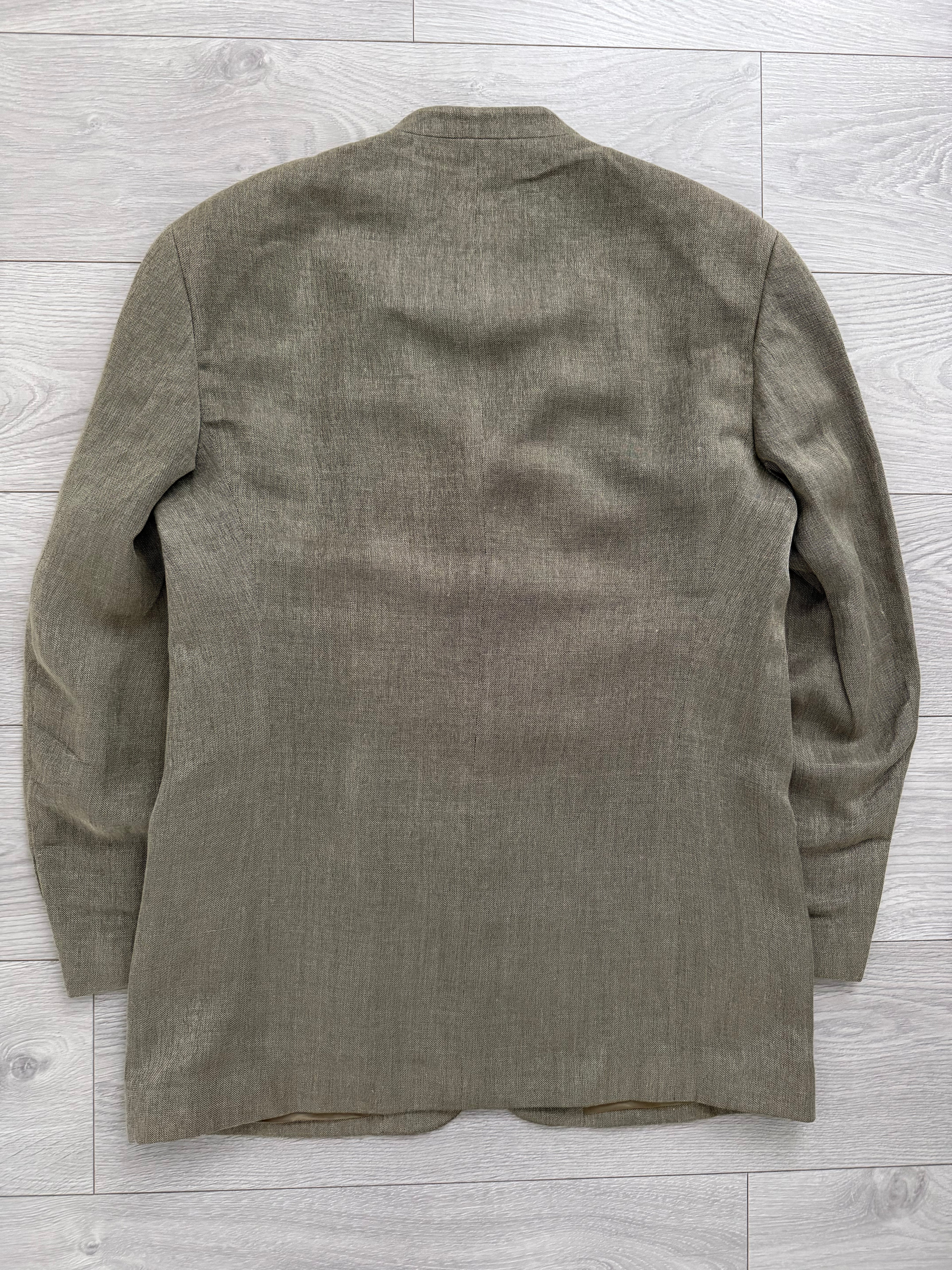 Giorgio Armani 1980s Nehru Collar Jacket Taupe Olive Brown - Size L