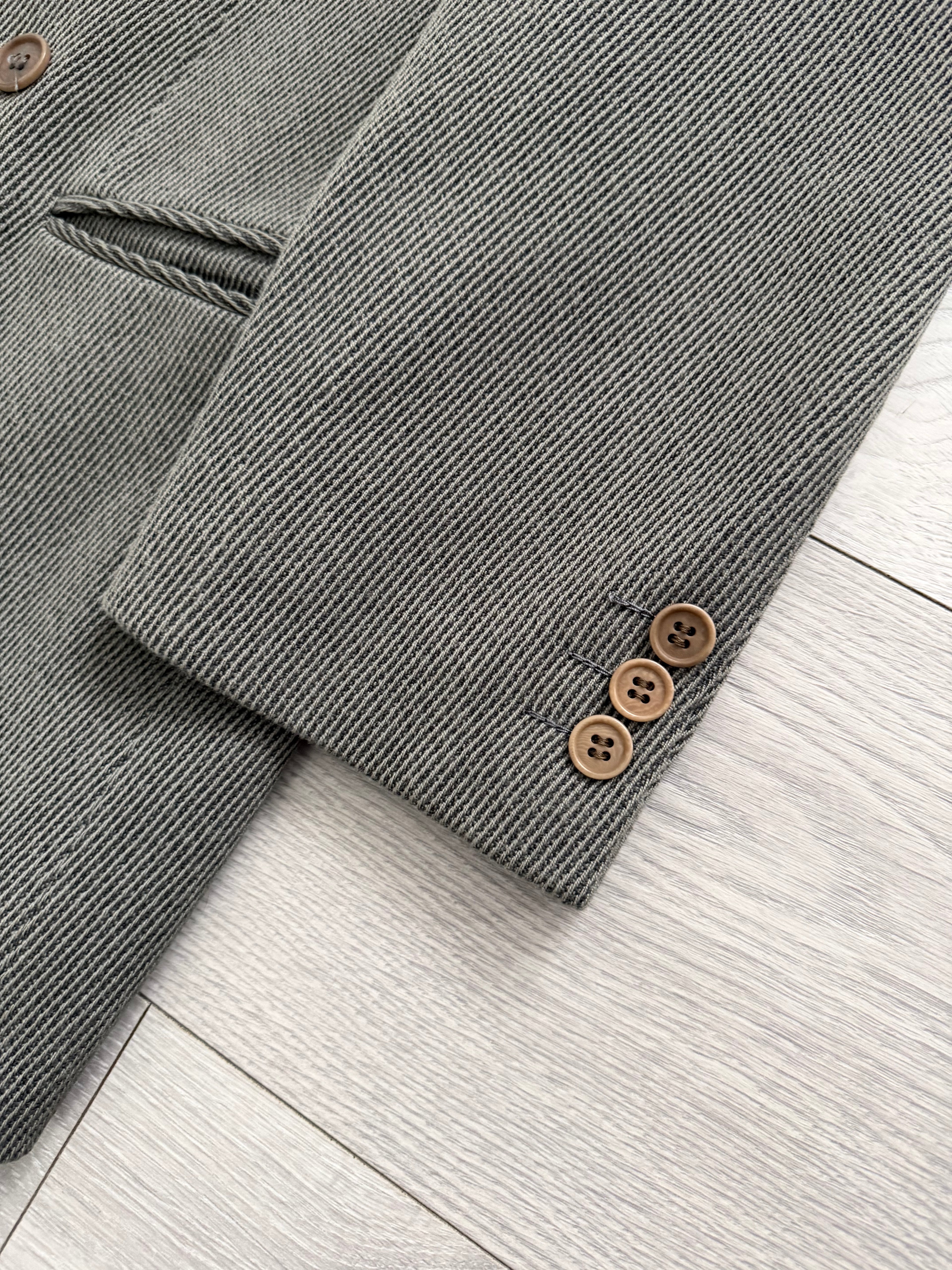 Emporio Armani 1990s Peaked Lapel Double Breasted Draped Wool Textured Twill Sport Jacket Blazer - Size S