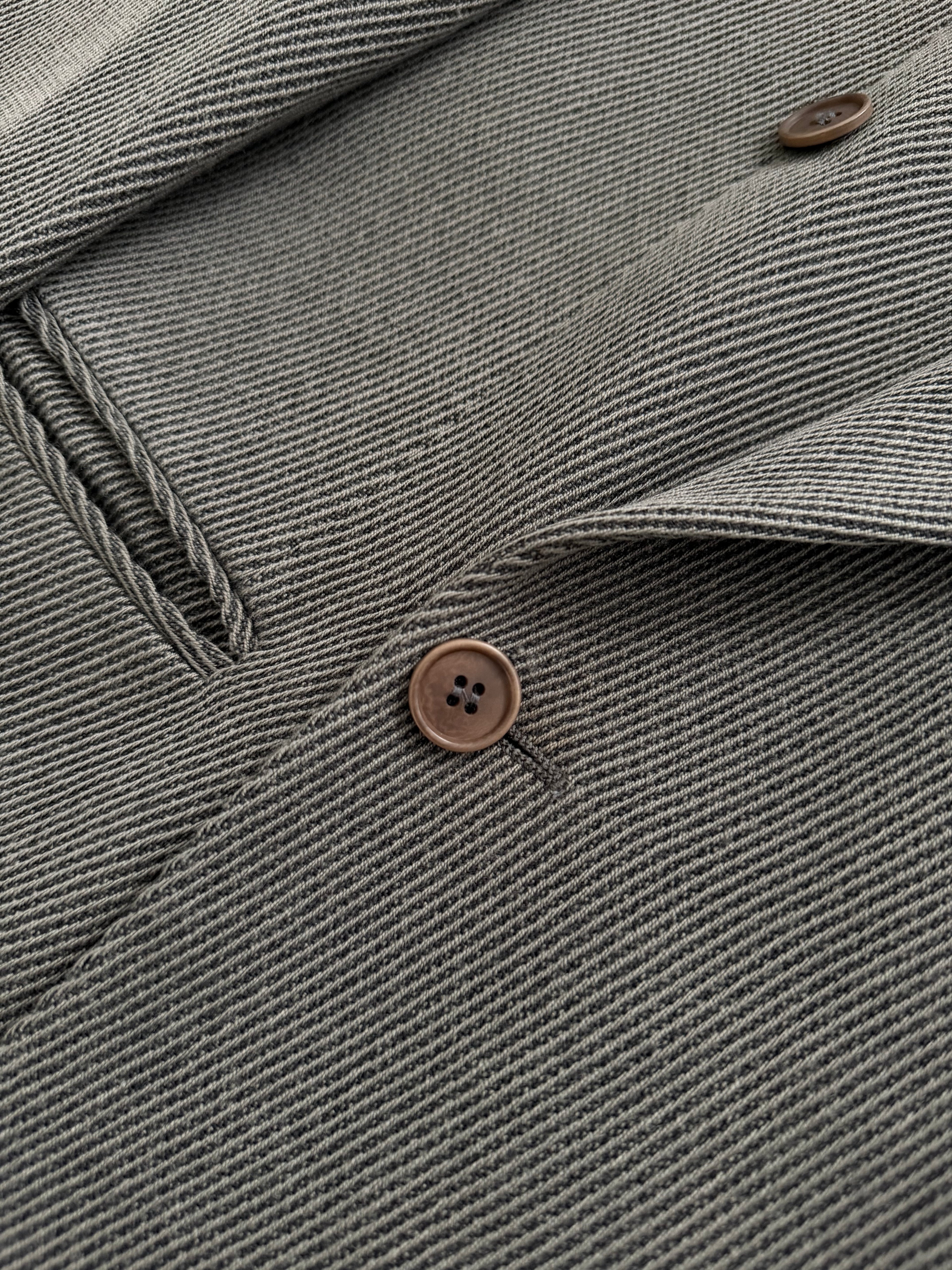 Emporio Armani 1990s Peaked Lapel Double Breasted Draped Wool Textured Twill Sport Jacket Blazer - Size S