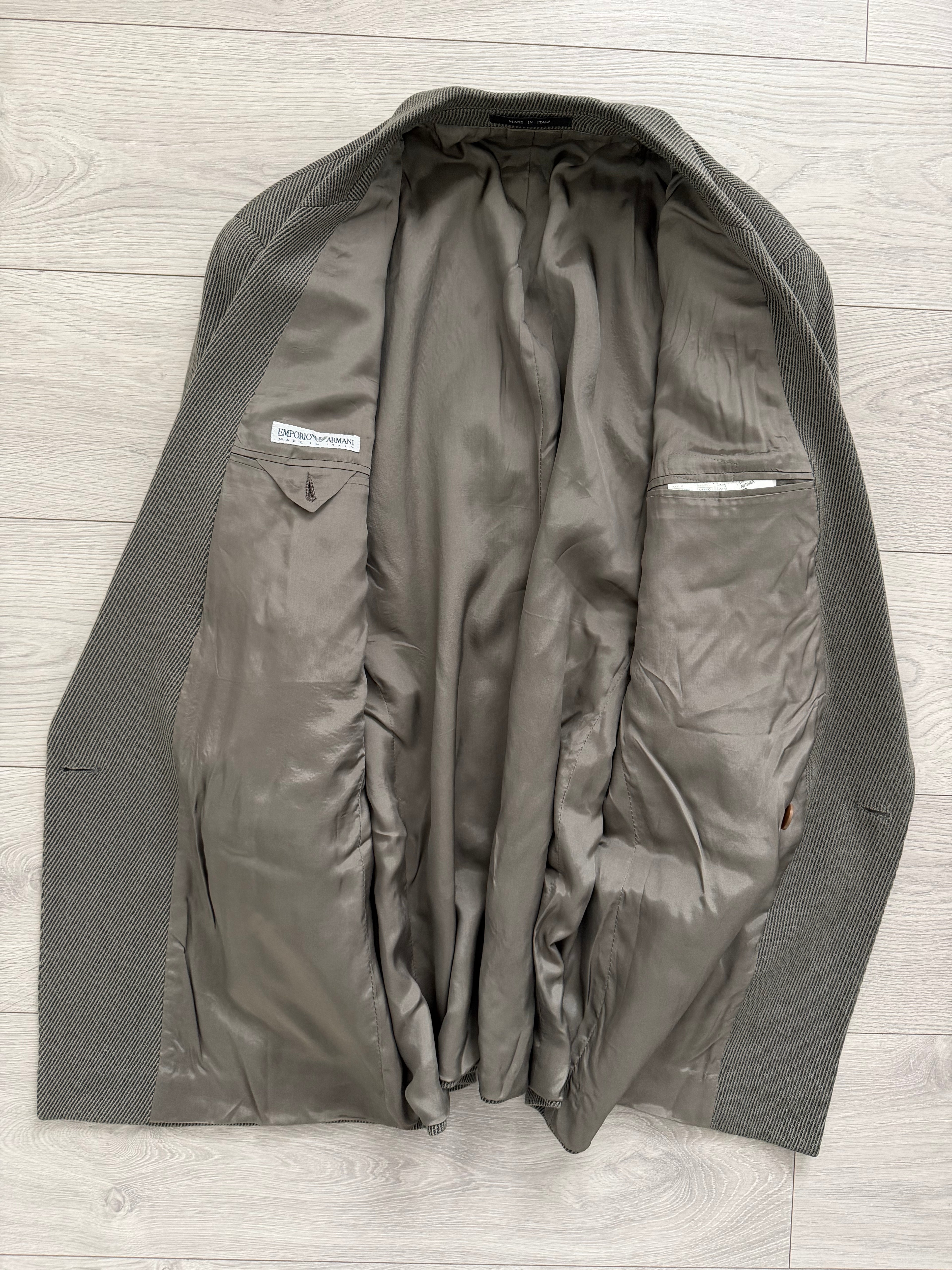Emporio Armani 1990s Peaked Lapel Double Breasted Draped Wool Textured Twill Sport Jacket Blazer - Size S