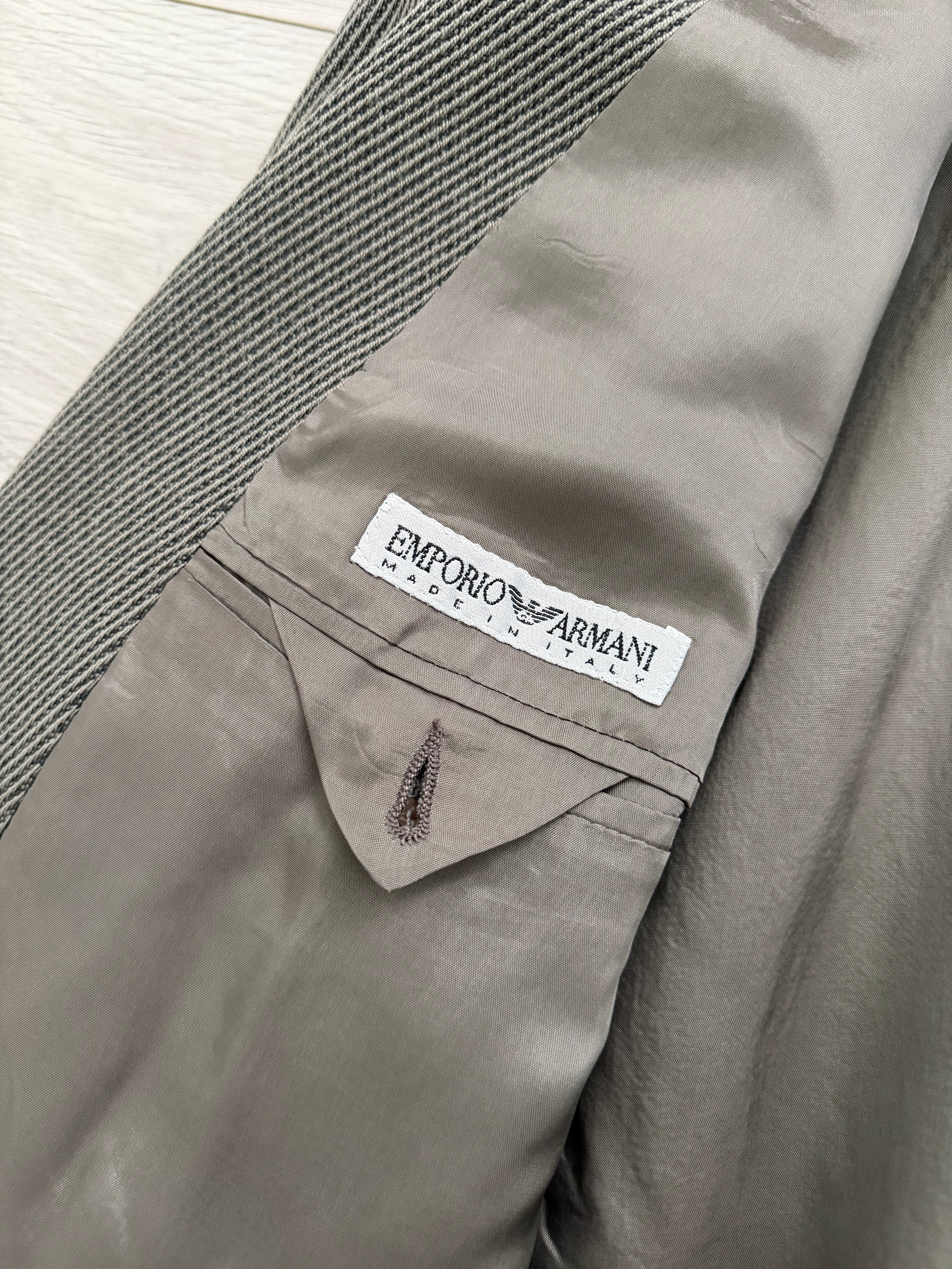 Emporio Armani 1990s Peaked Lapel Double Breasted Draped Wool Textured Twill Sport Jacket Blazer - Size S
