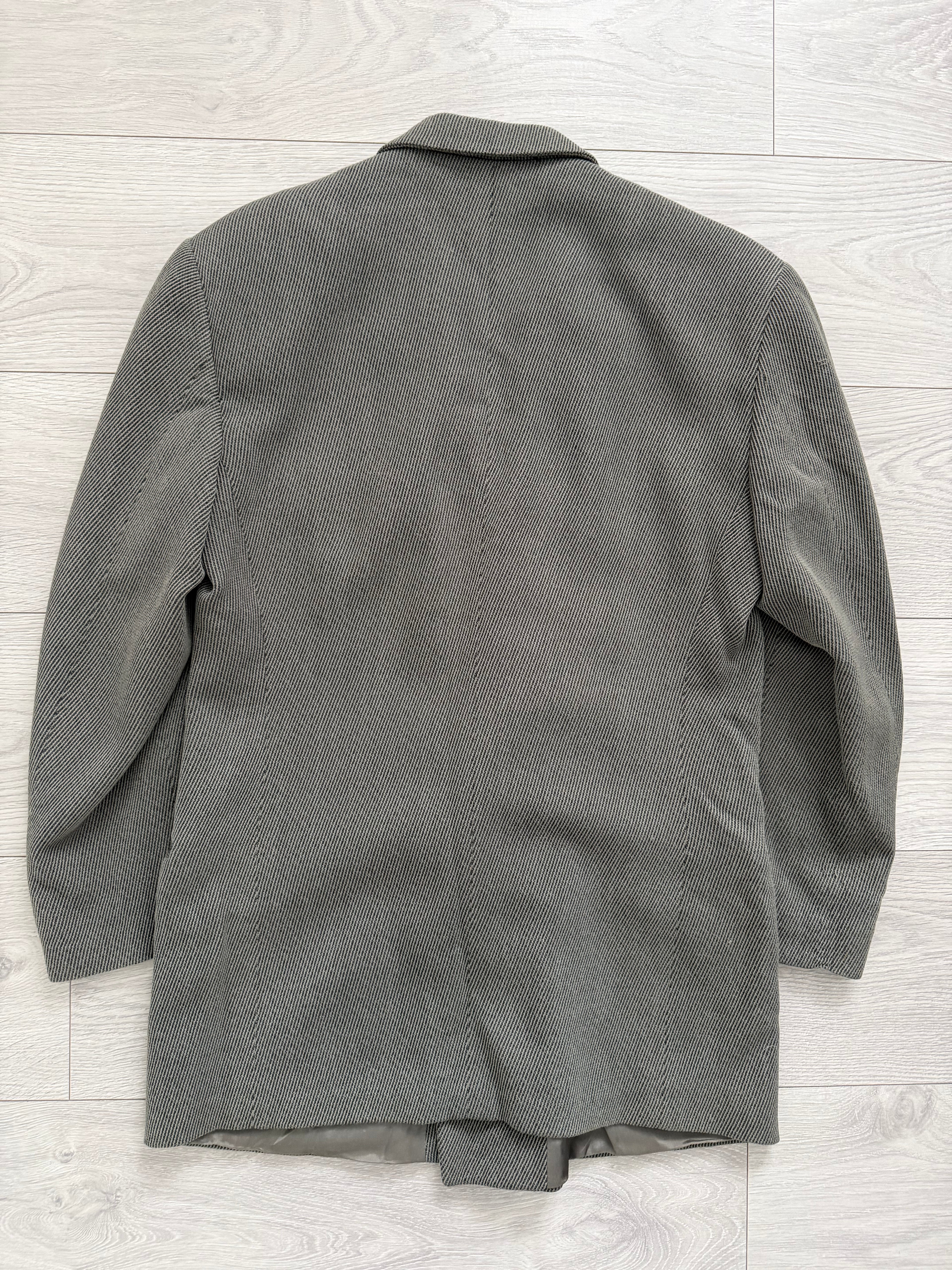 Emporio Armani 1990s Peaked Lapel Double Breasted Draped Wool Textured Twill Sport Jacket Blazer - Size S
