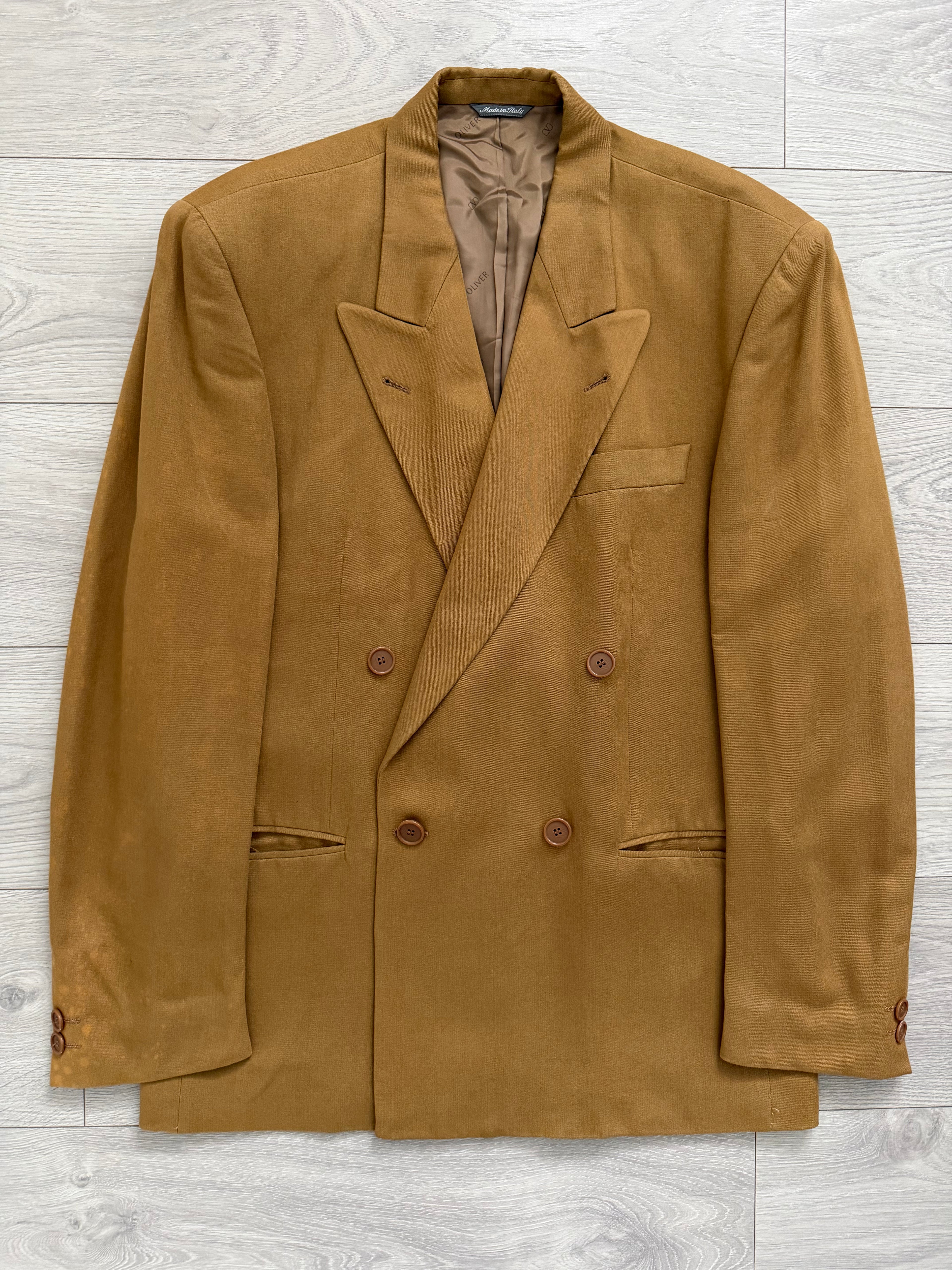Valentino 1990s Peaked Lapel Double Breasted Viscose Wool Sport Jacket Blazer - Size L