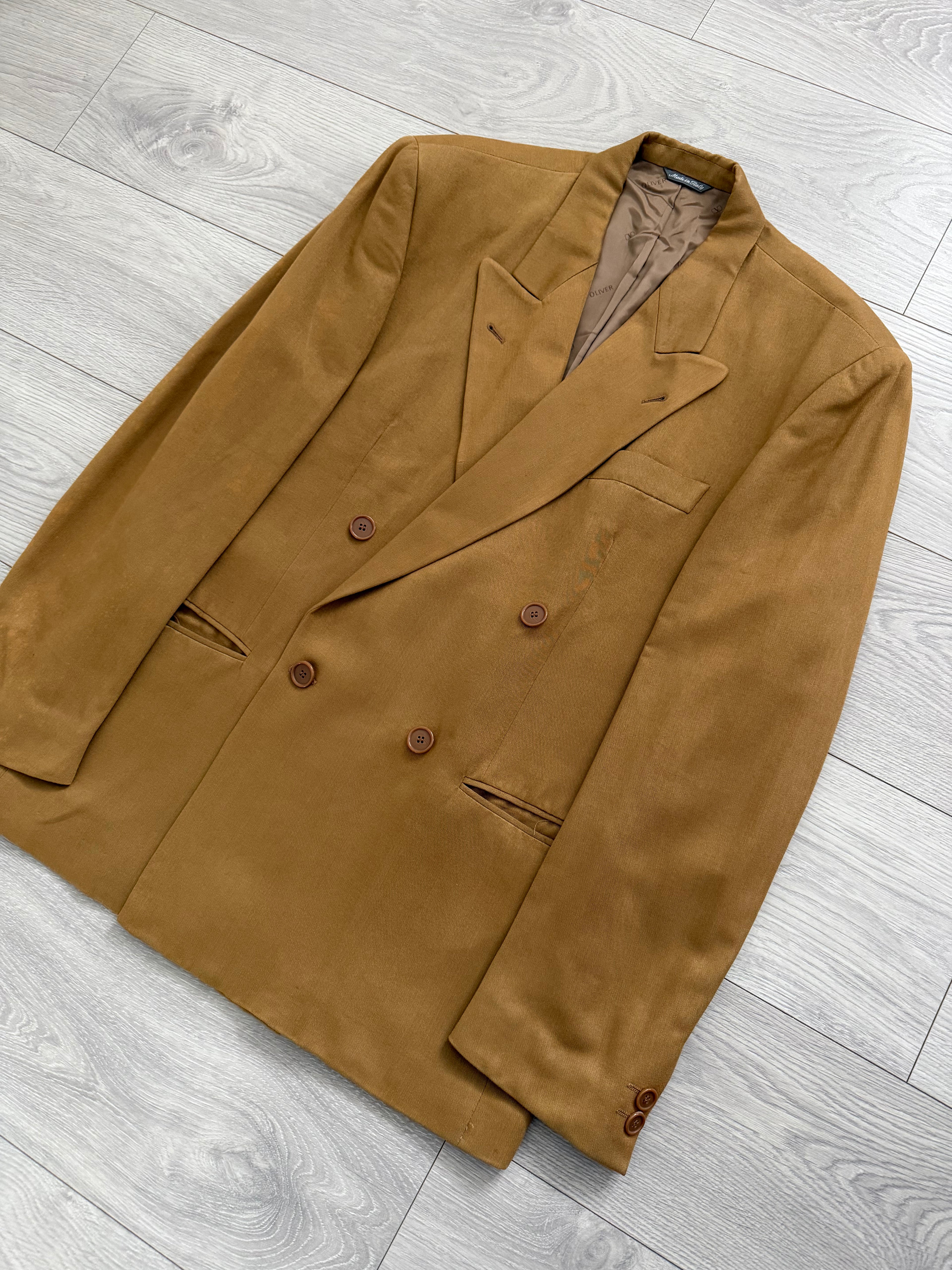Valentino 1990s Peaked Lapel Double Breasted Viscose Wool Sport Jacket Blazer - Size L
