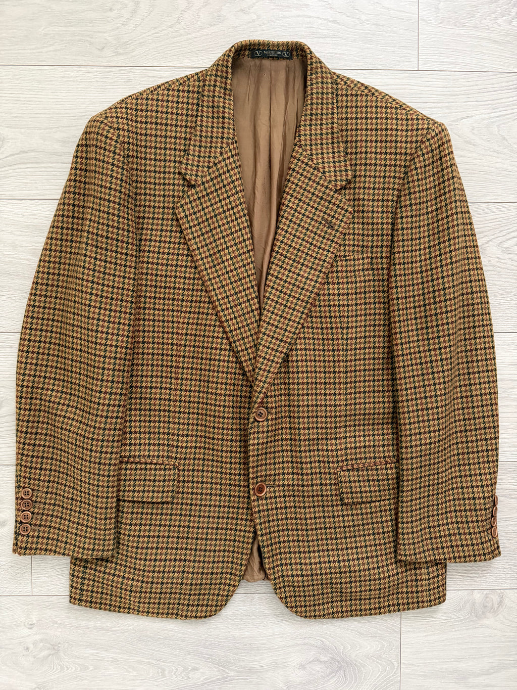 Valentino Couture 1990s 2B Houndstooth Wool Sport Jacket Blazer - Size L