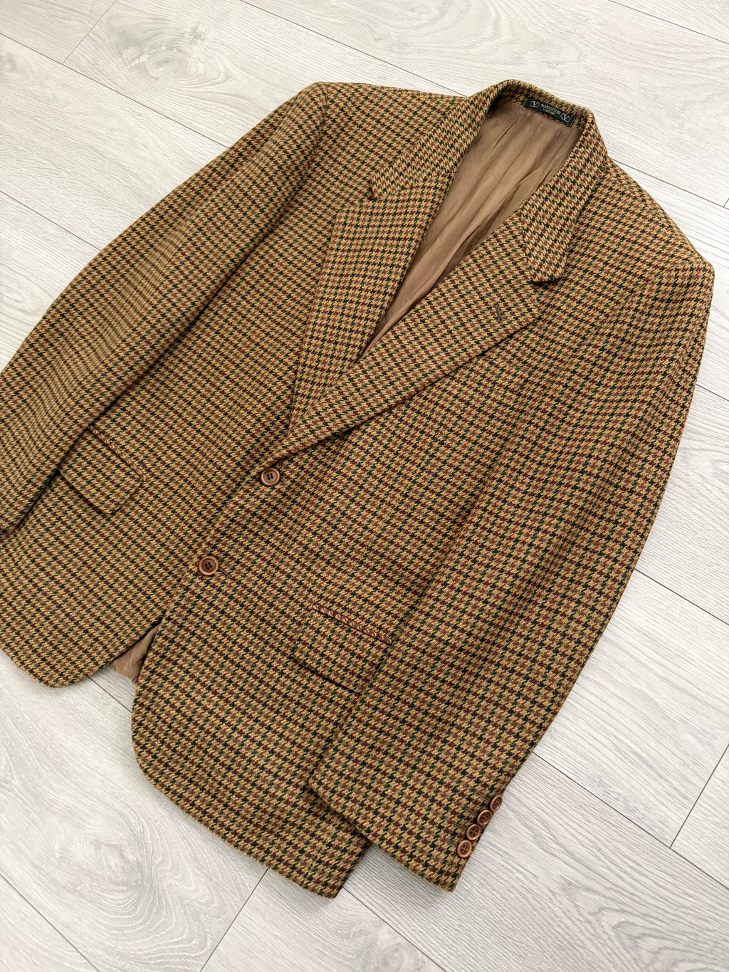 Valentino Couture 1990s 2B Houndstooth Wool Sport Jacket Blazer - Size L