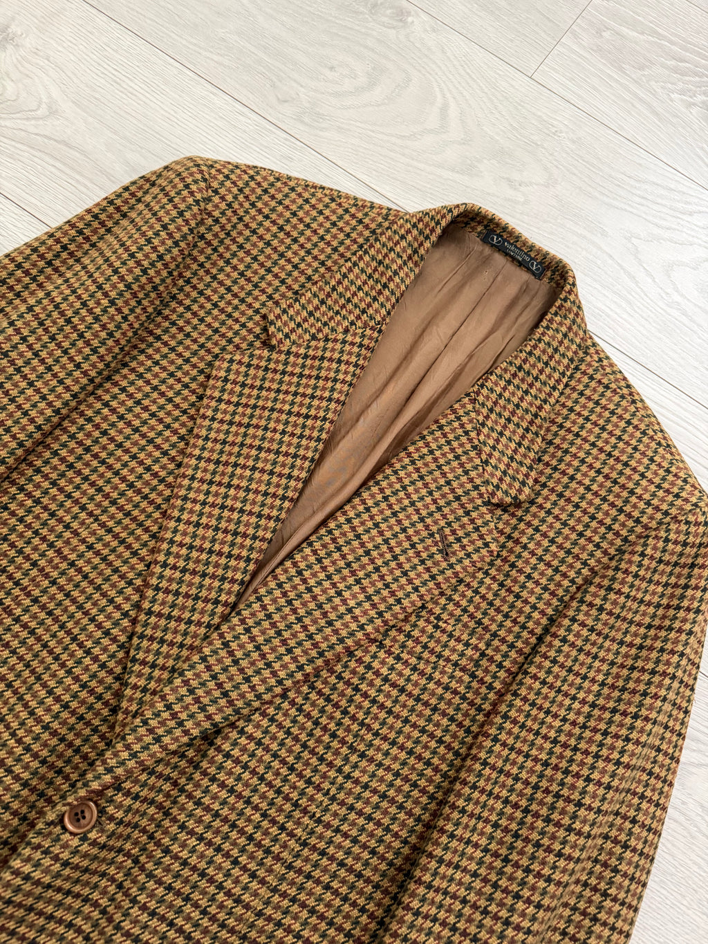 Valentino Couture 1990s 2B Houndstooth Wool Sport Jacket Blazer - Size L