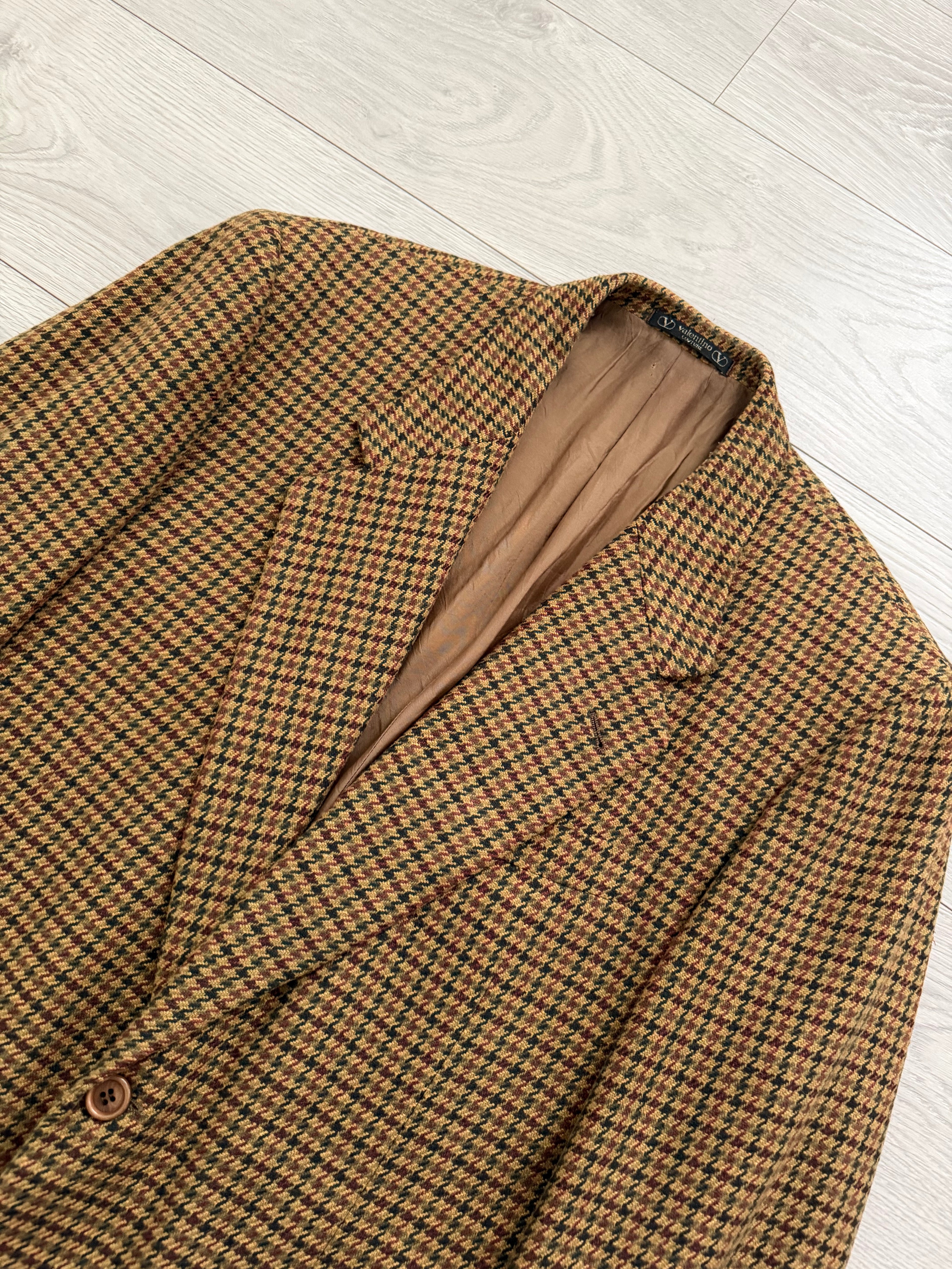Valentino Couture 1990s 2B Houndstooth Wool Sport Jacket Blazer - Size L