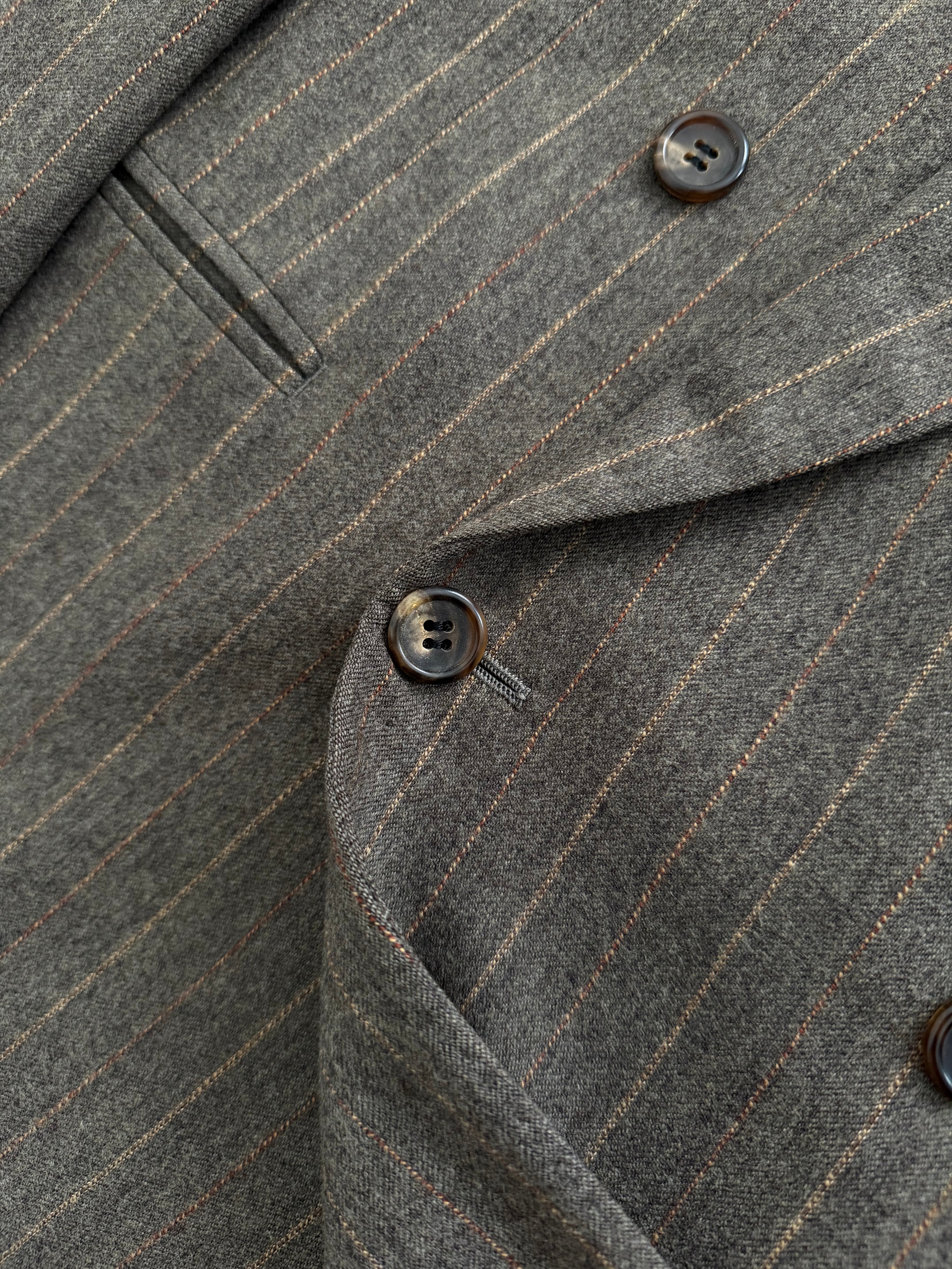 Christian Dior 1980s Peaked Lapel Double Breasted Pleated Wool Suit - Size M Jacket / 32" Waist