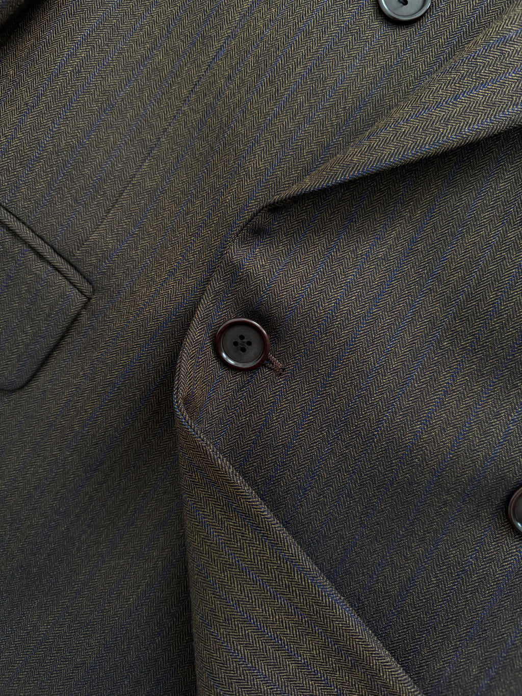 Valentino 1980s Peaked Lapel Double Breasted Pleated Brown Wool Suit - Size L Jacket / 34" Waist