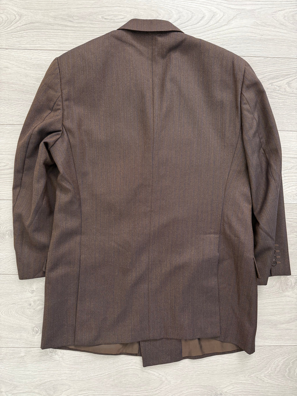 Valentino 1980s Peaked Lapel Double Breasted Pleated Brown Wool Suit - Size L Jacket / 34" Waist