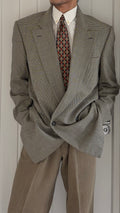 Versace 1990s Peaked Lapel Double Breasted Textured Wool Sport Jacket Blazer Grey - Size XL