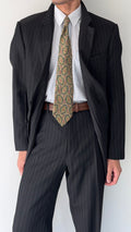 Armani 1990s Wool 2B Black Pinstripe Suit - Size XL Jacket / 36" Waist