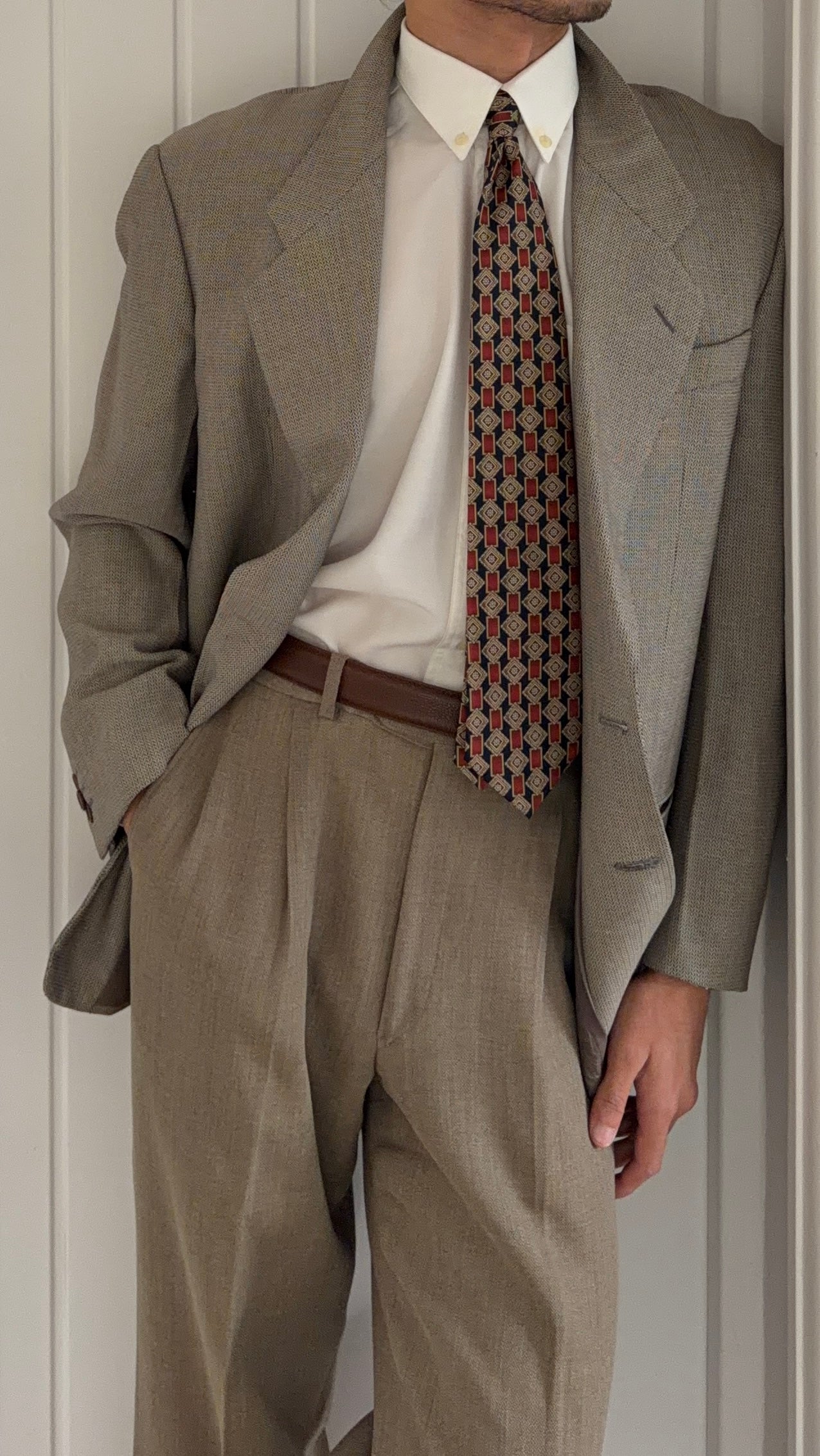 Giorgio Armani 1990s 2B Textured Wool Silk Sport Jacket Blazer - Size M