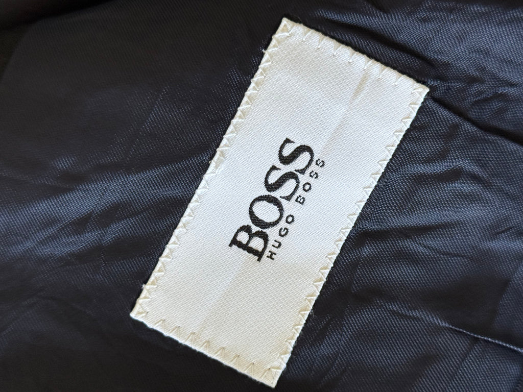 Hugo Boss 1980s 'Al Capone' Navy Peaked Lapel Double Breasted Wool Sports Jacket Blazer - Size L
