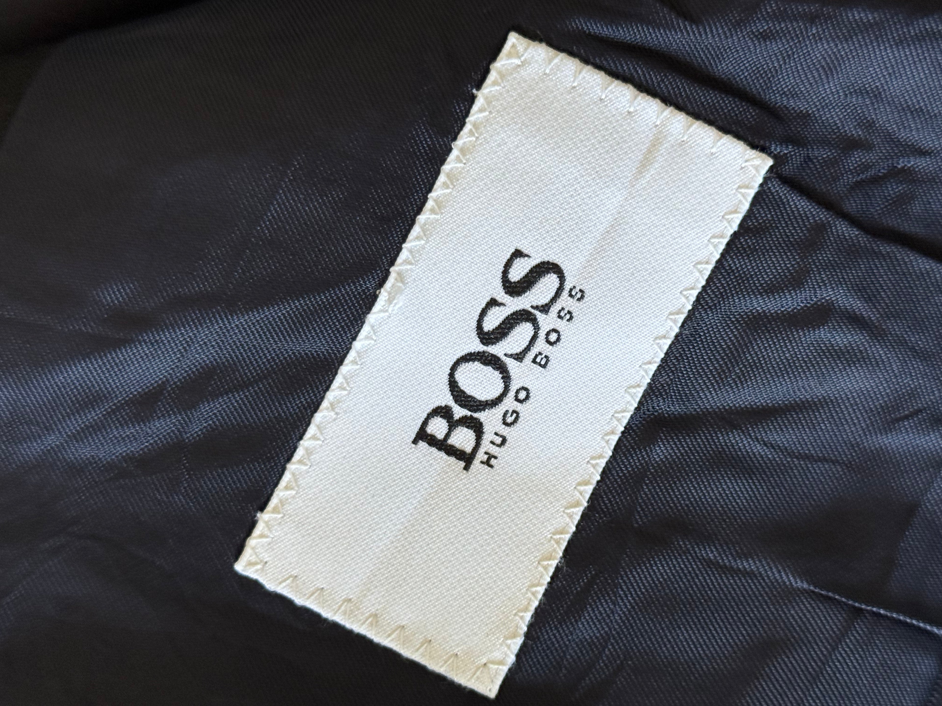 Hugo Boss 1980s 'Al Capone' Navy Peaked Lapel Double Breasted Wool Sports Jacket Blazer - Size L