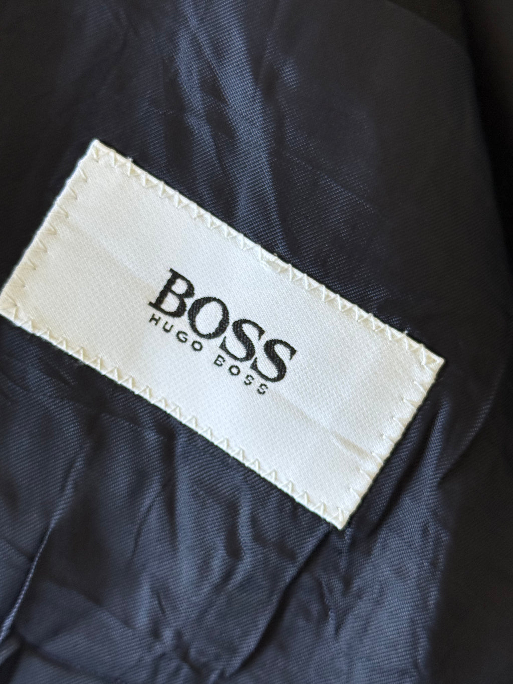 Hugo Boss 1980s 'Al Capone' Navy Peaked Lapel Double Breasted Wool Sports Jacket Blazer - Size L