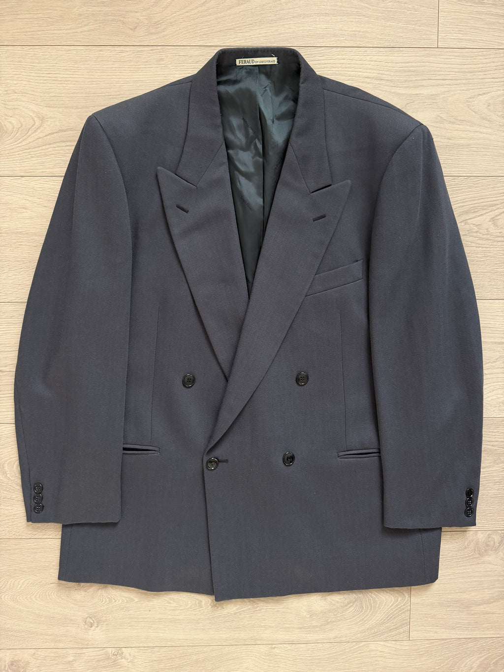 Louis Feraud Armani 1980s Peaked Lapel Double Breasted Wool Sport Jacket Blazer - Size XXL