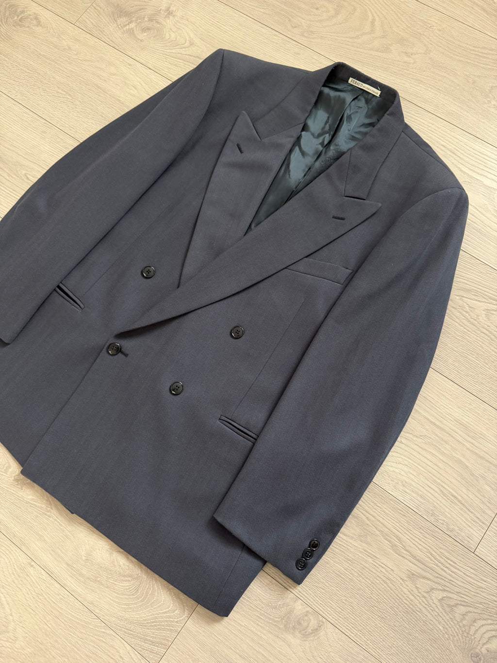 Louis Feraud Armani 1980s Peaked Lapel Double Breasted Wool Sport Jacket Blazer - Size XXL