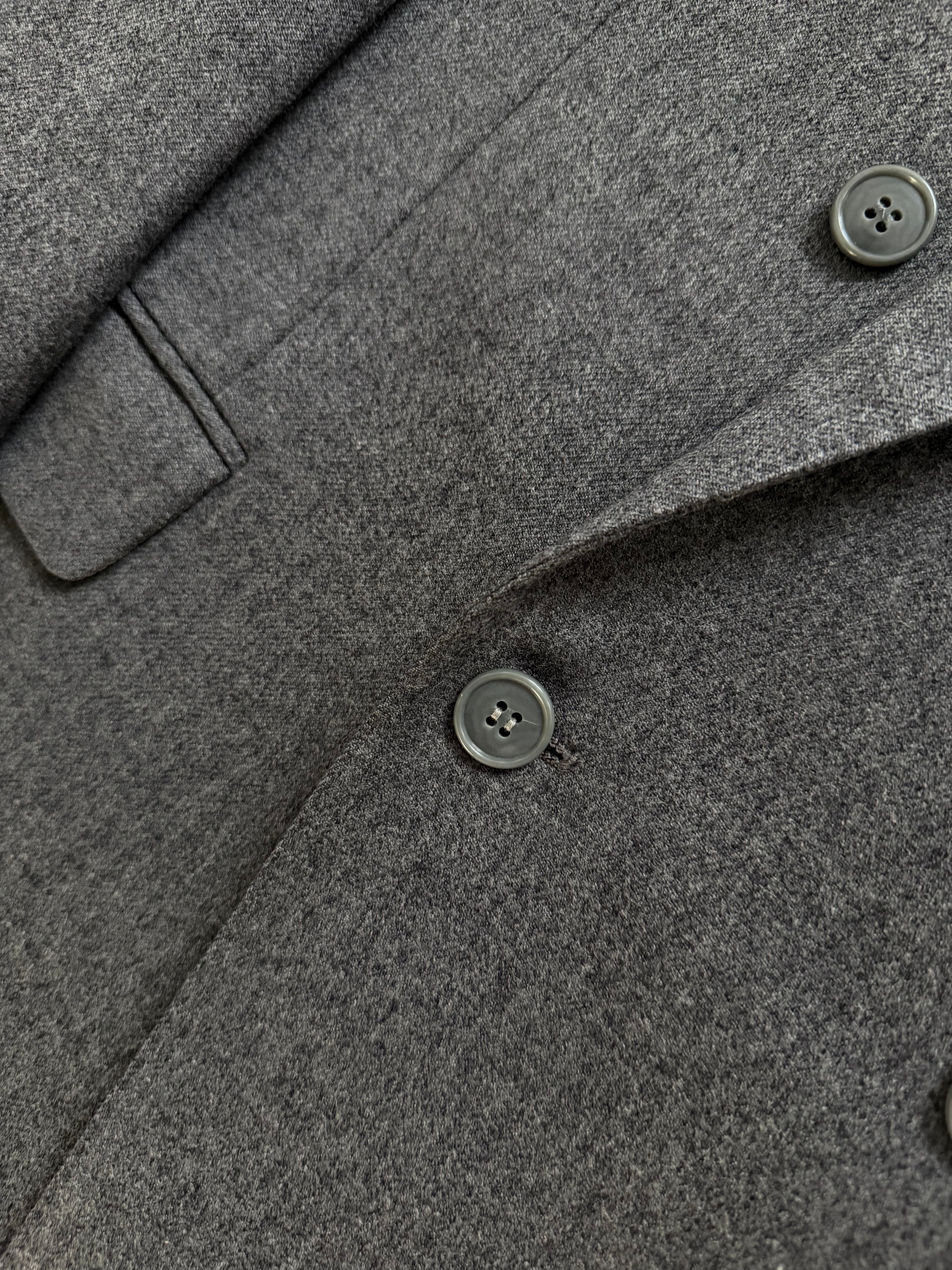 Louis Feraud Armani 1980s Peaked Lapel Double Breasted Wool Grey Sport Jacket Blazer - Size XL