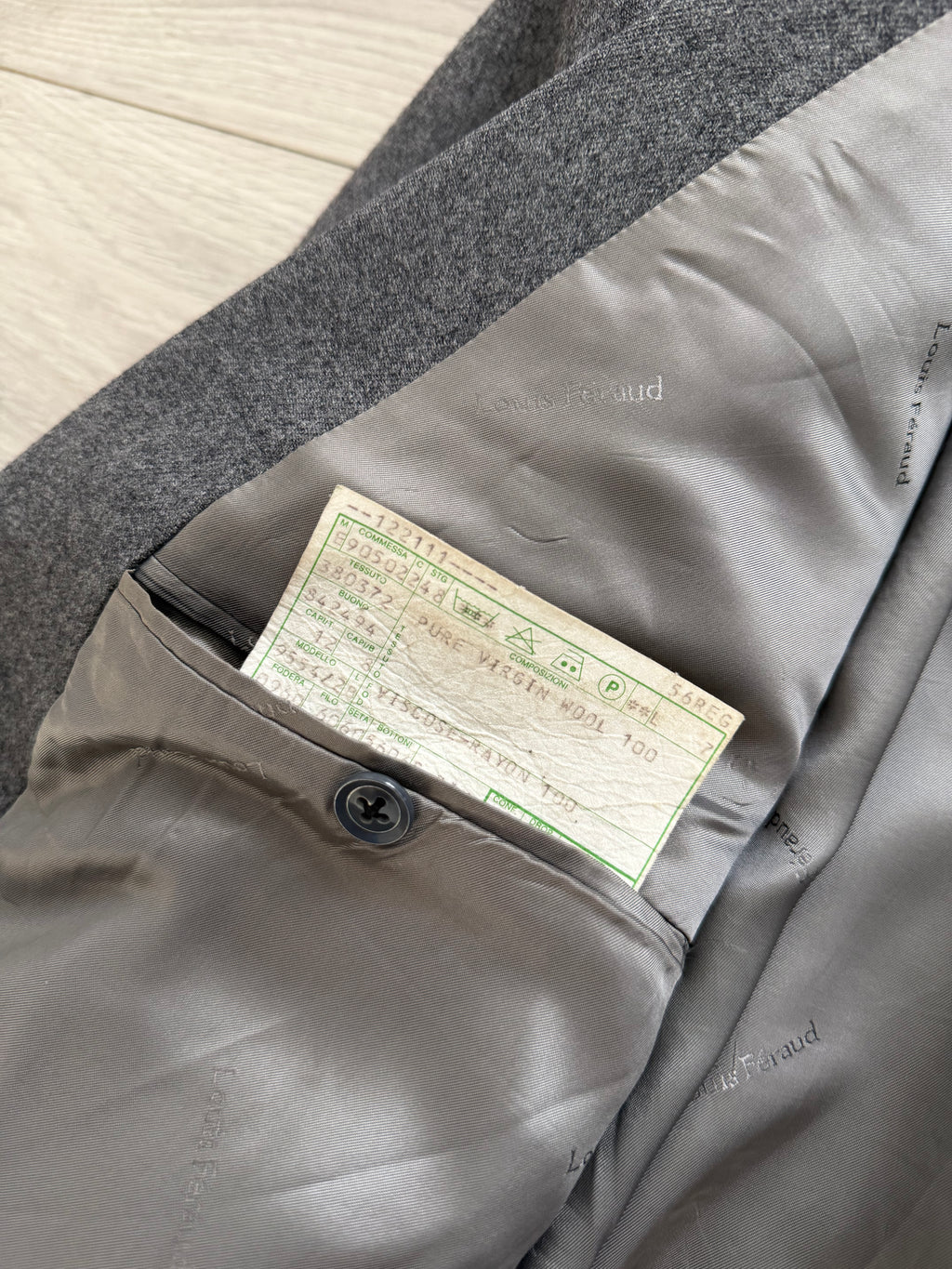 Louis Feraud Armani 1980s Peaked Lapel Double Breasted Wool Grey Sport Jacket Blazer - Size XL