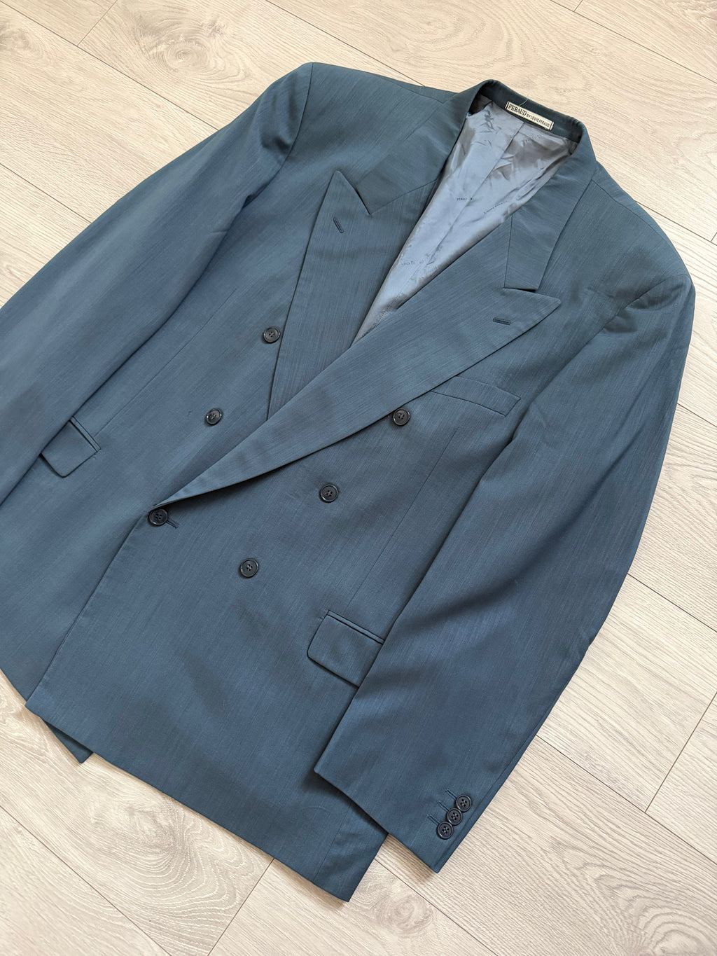 Louis Feraud Armani 1980s Peaked Lapel Double Breasted Wool Blue Sport Jacket Blazer - Size XXXL