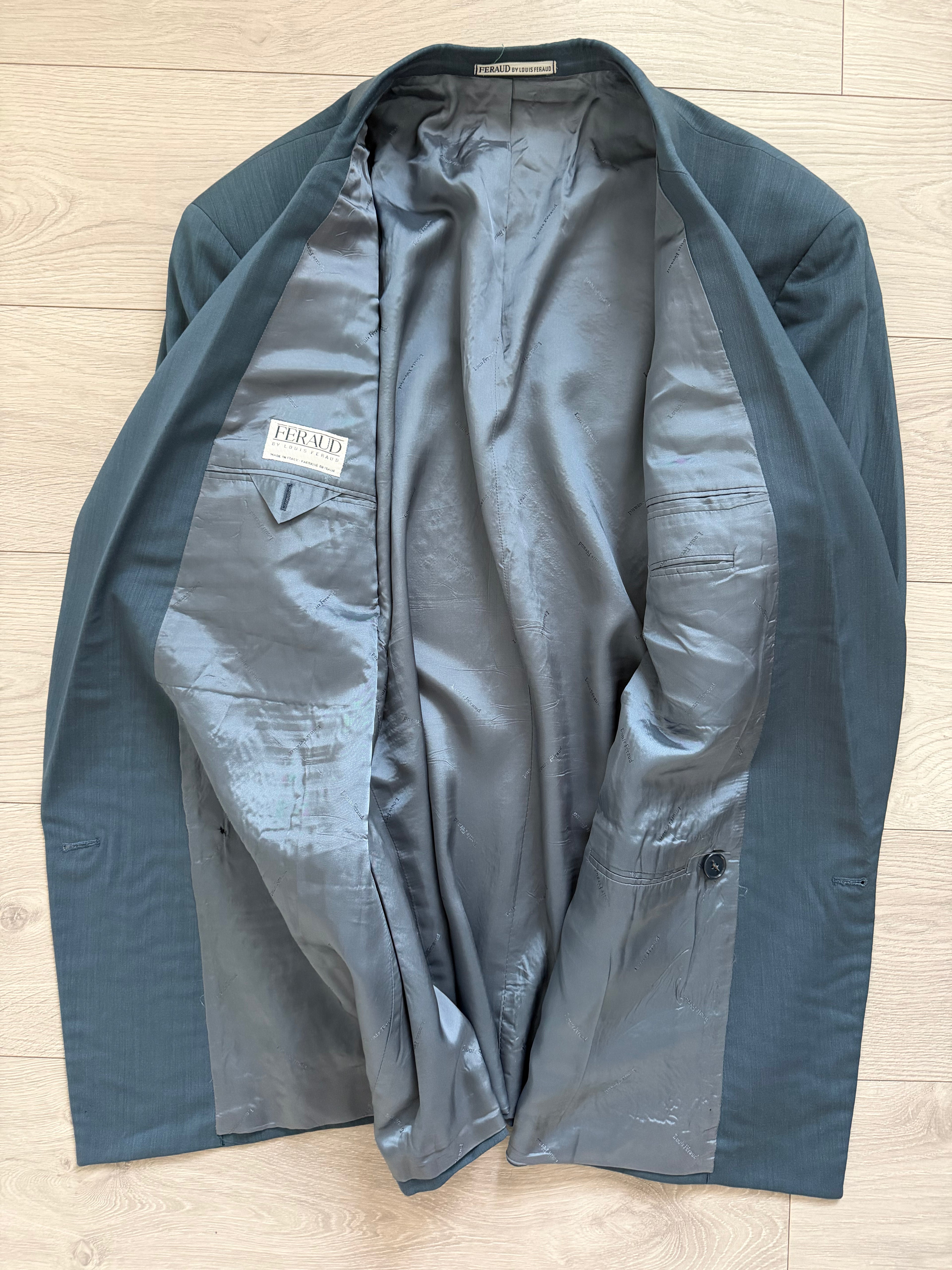 Louis Feraud Armani 1980s Peaked Lapel Double Breasted Wool Blue Sport Jacket Blazer - Size XXXL