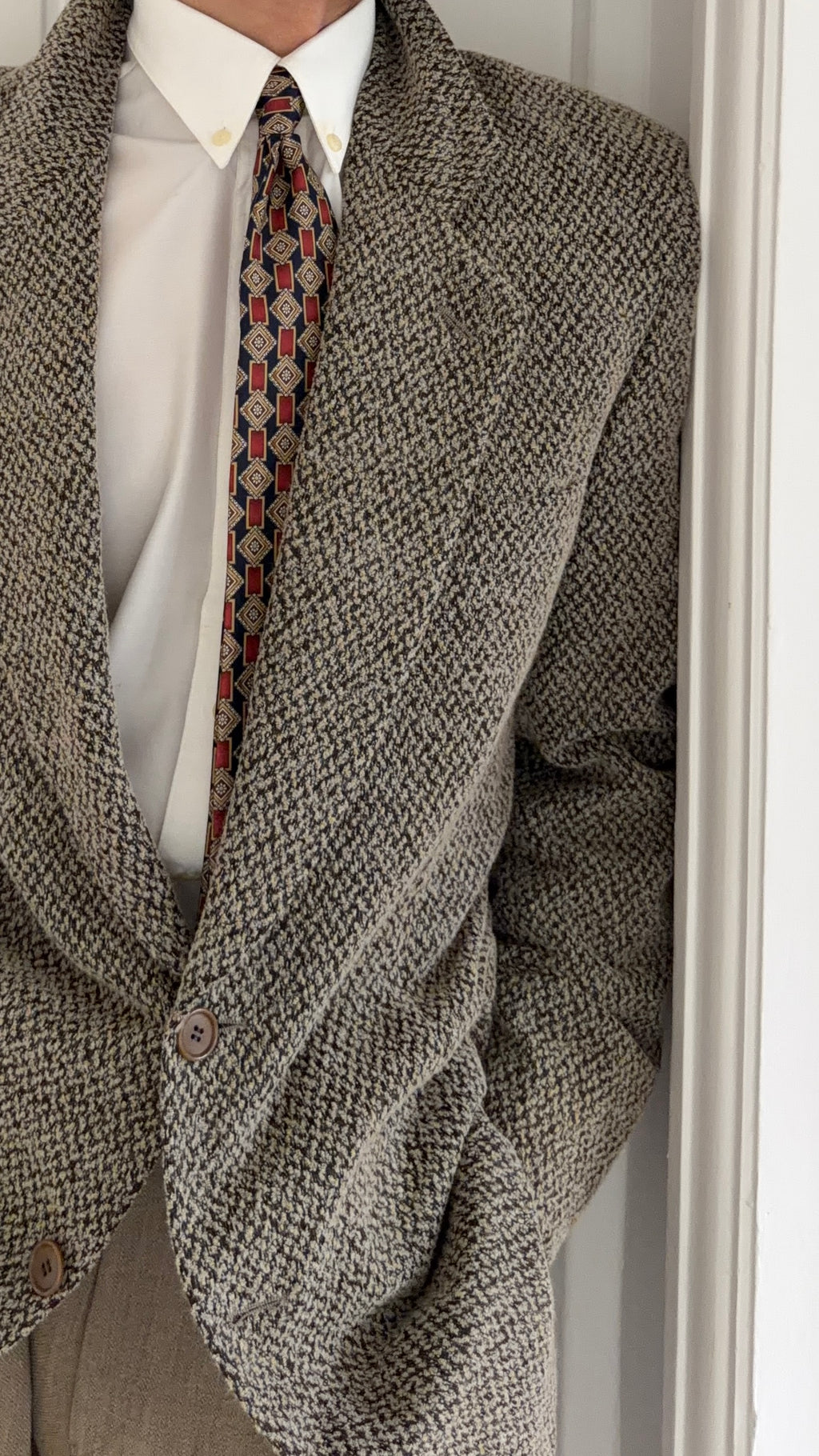 Giorgio Armani Black Label 1990s 2B Textured Wool Blend Sport Jacket Blazer - Size L
