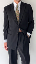 Armani 1990s Wool 2B Black Lightweight Draped Wool Pleated Suit - Size M Jacket / 32" Waist