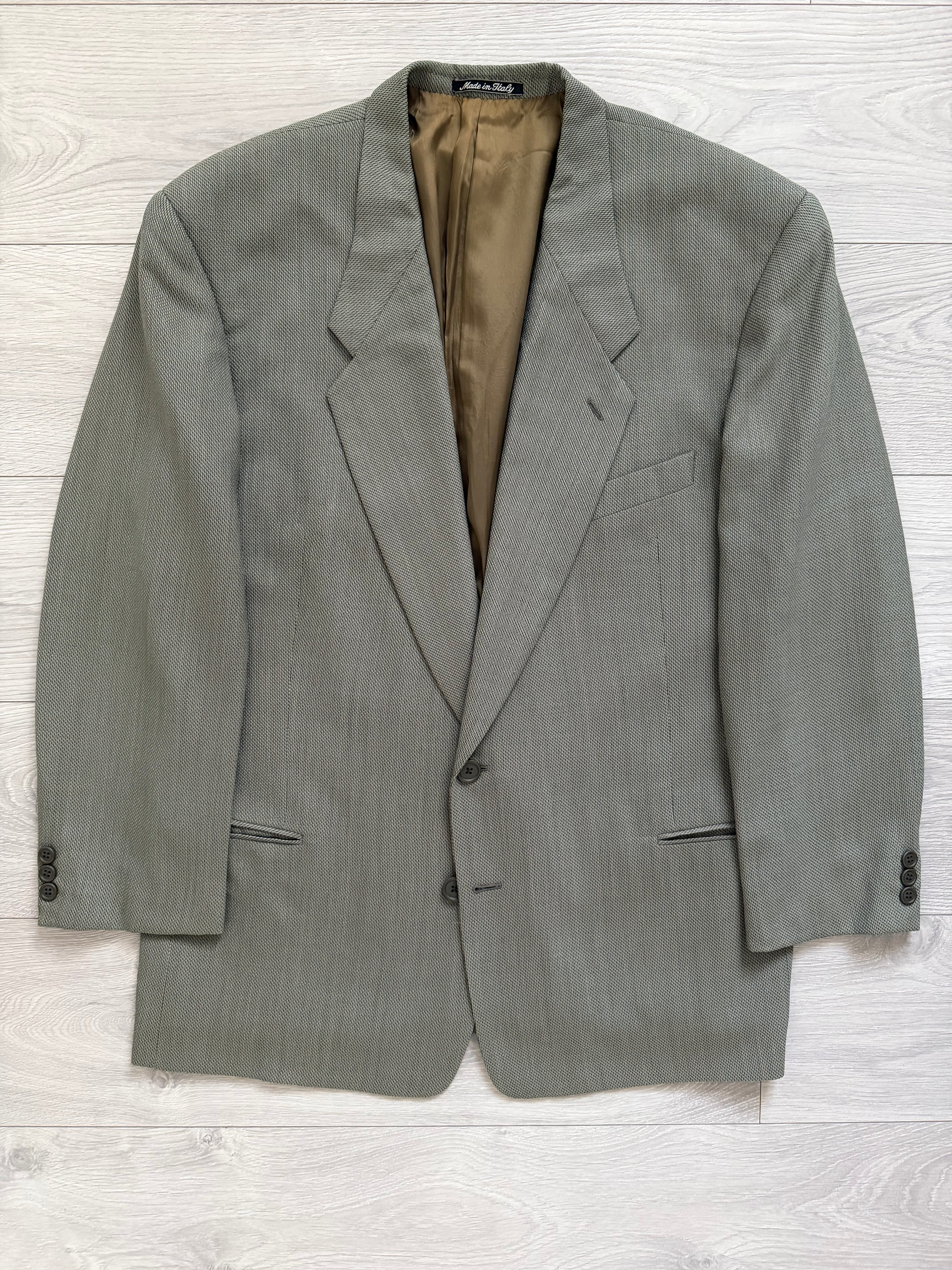 Giorgio Armani 1980s 2B Taupe Sage Olive Wool Textured Sport Jacket Blazer - Size XL