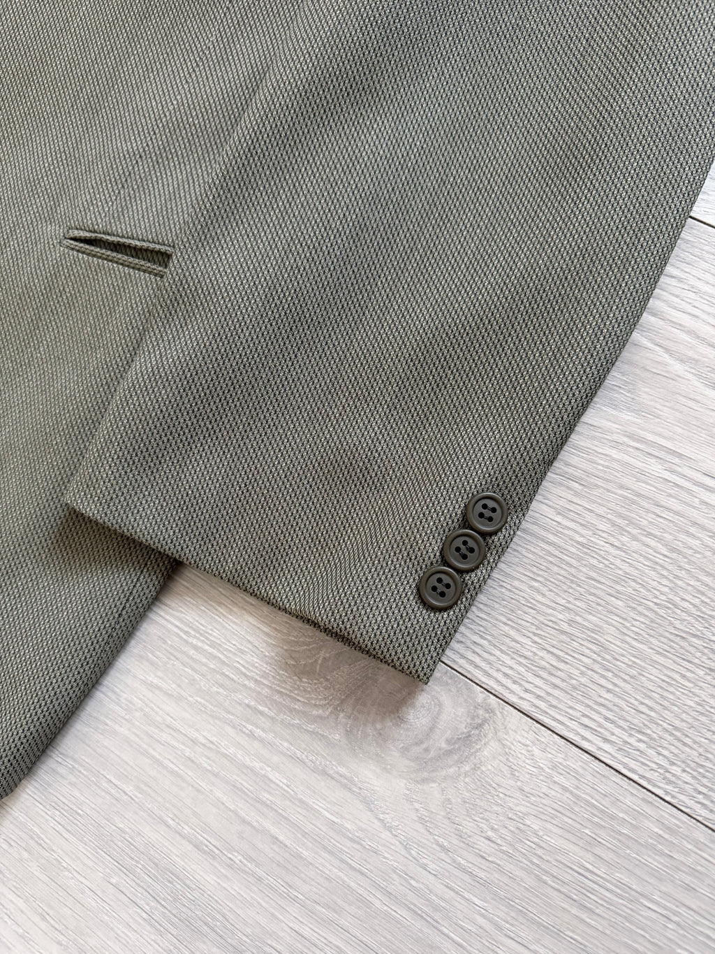 Giorgio Armani 1980s 2B Taupe Sage Olive Wool Textured Sport Jacket Blazer - Size XL