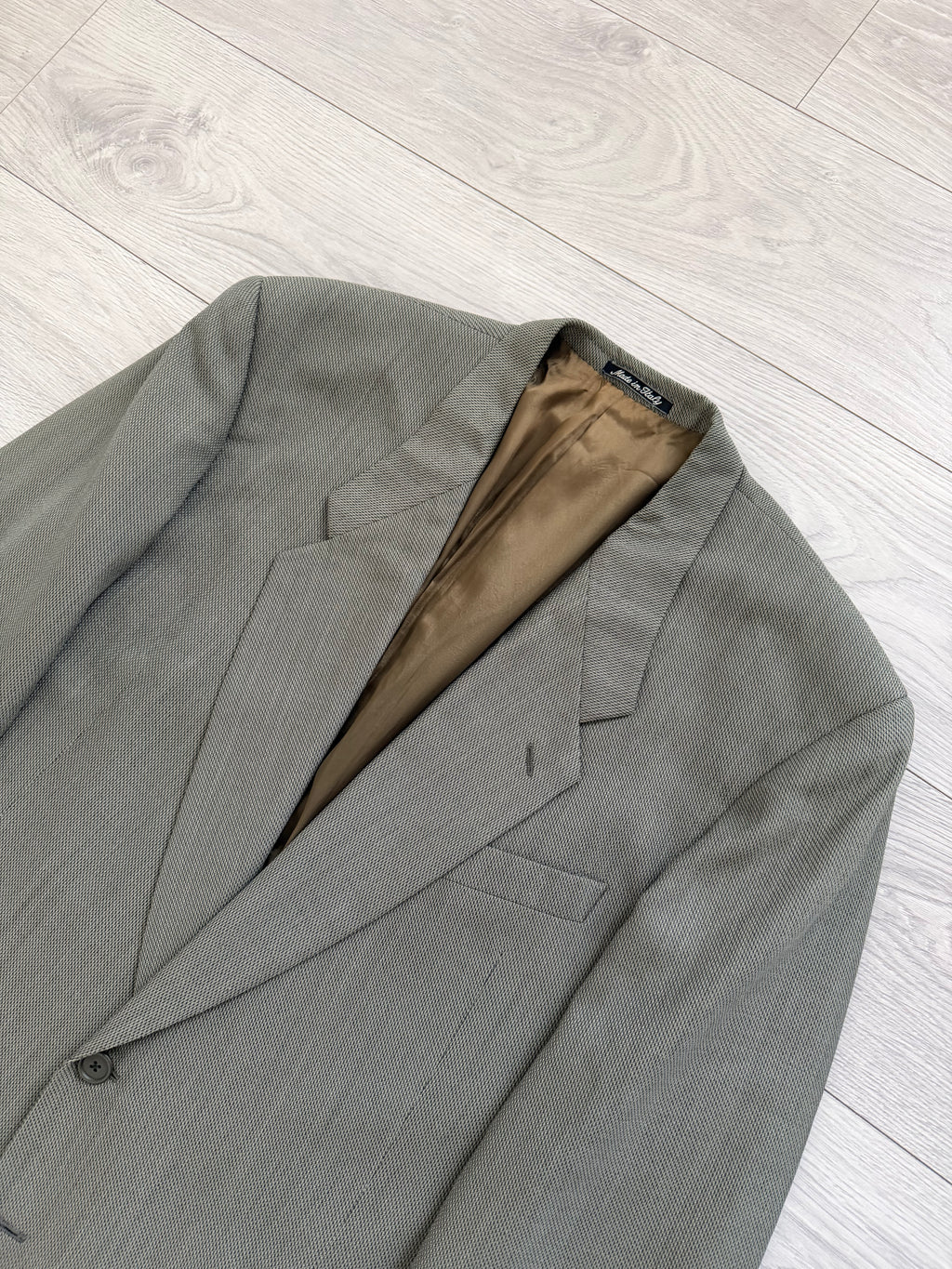 Giorgio Armani 1980s 2B Taupe Sage Olive Wool Textured Sport Jacket Blazer - Size XL