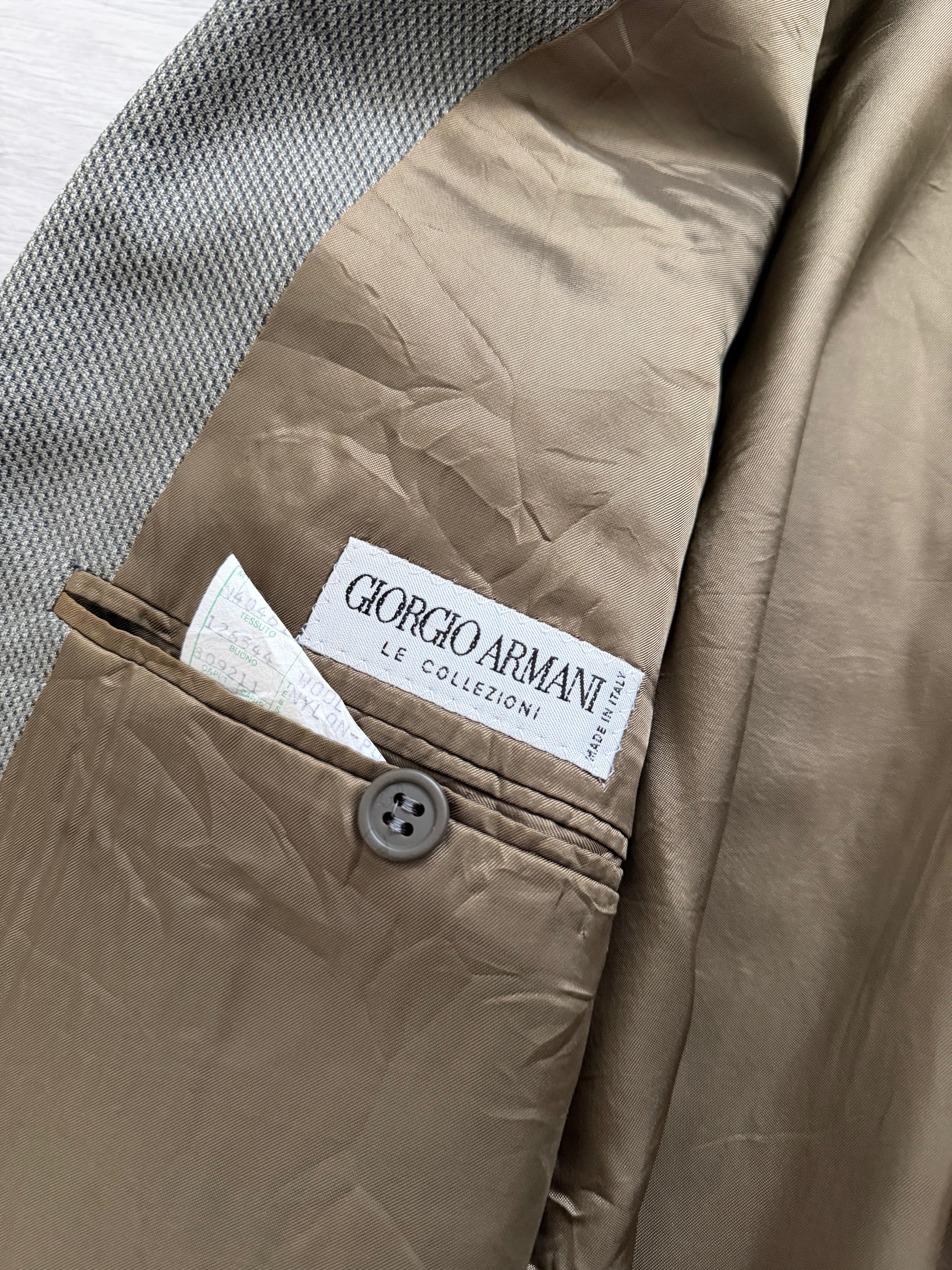 Giorgio Armani 1980s 2B Taupe Sage Olive Wool Textured Sport Jacket Blazer - Size XL