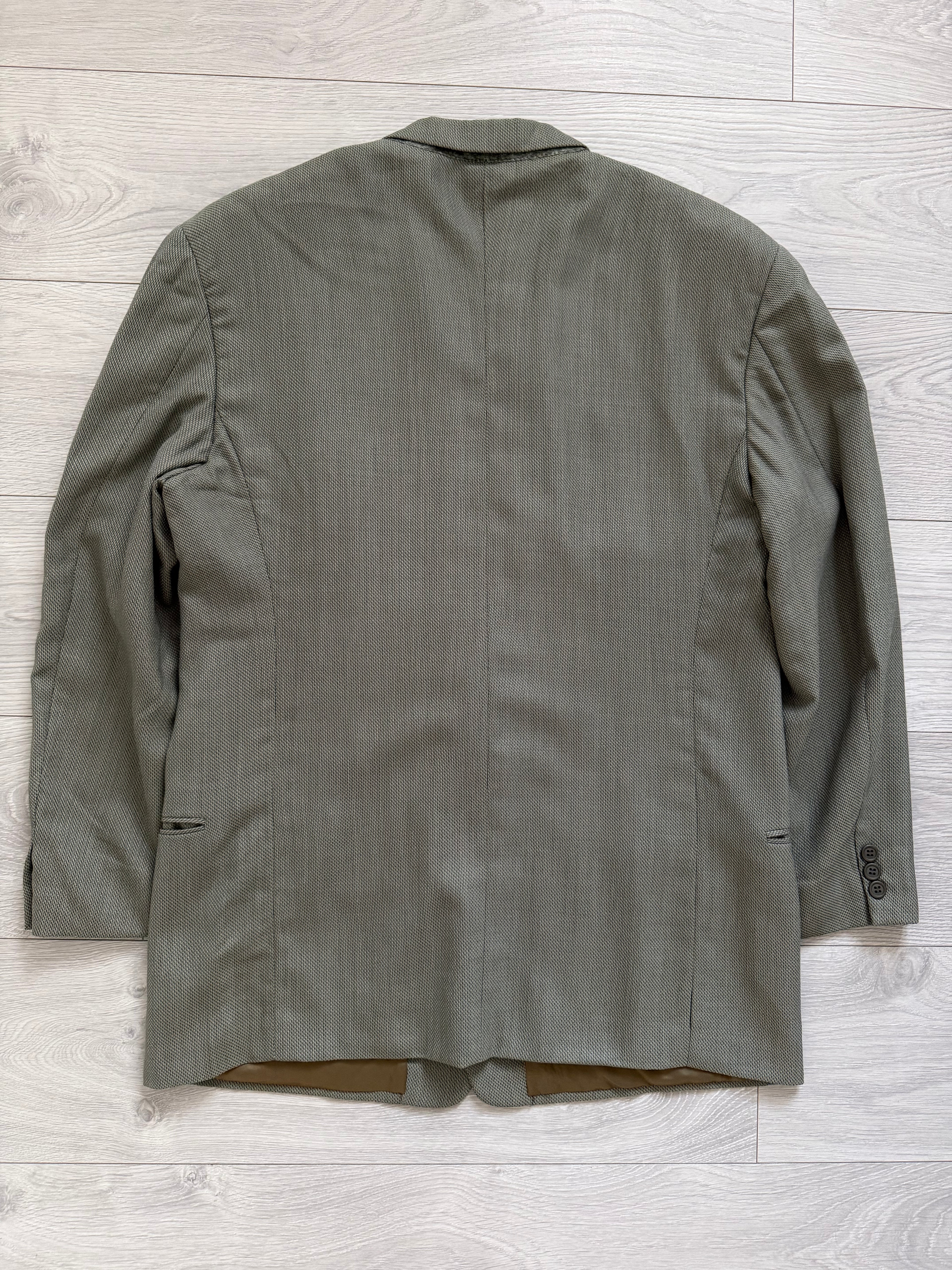 Giorgio Armani 1980s 2B Taupe Sage Olive Wool Textured Sport Jacket Blazer - Size XL