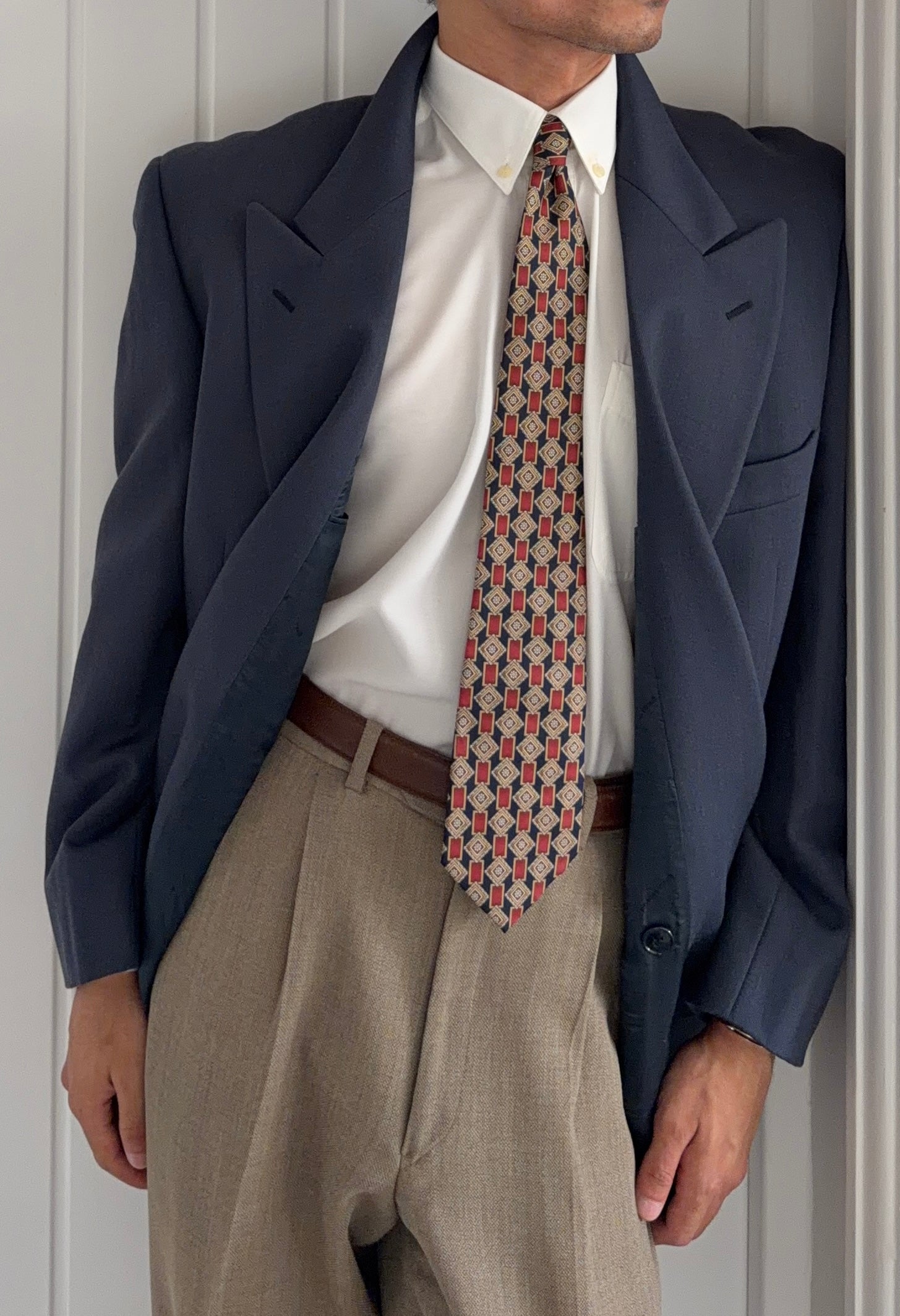 Louis Feraud Armani 1980s Peaked Lapel Double Breasted Wool Sport Jacket Blazer - Size XXL