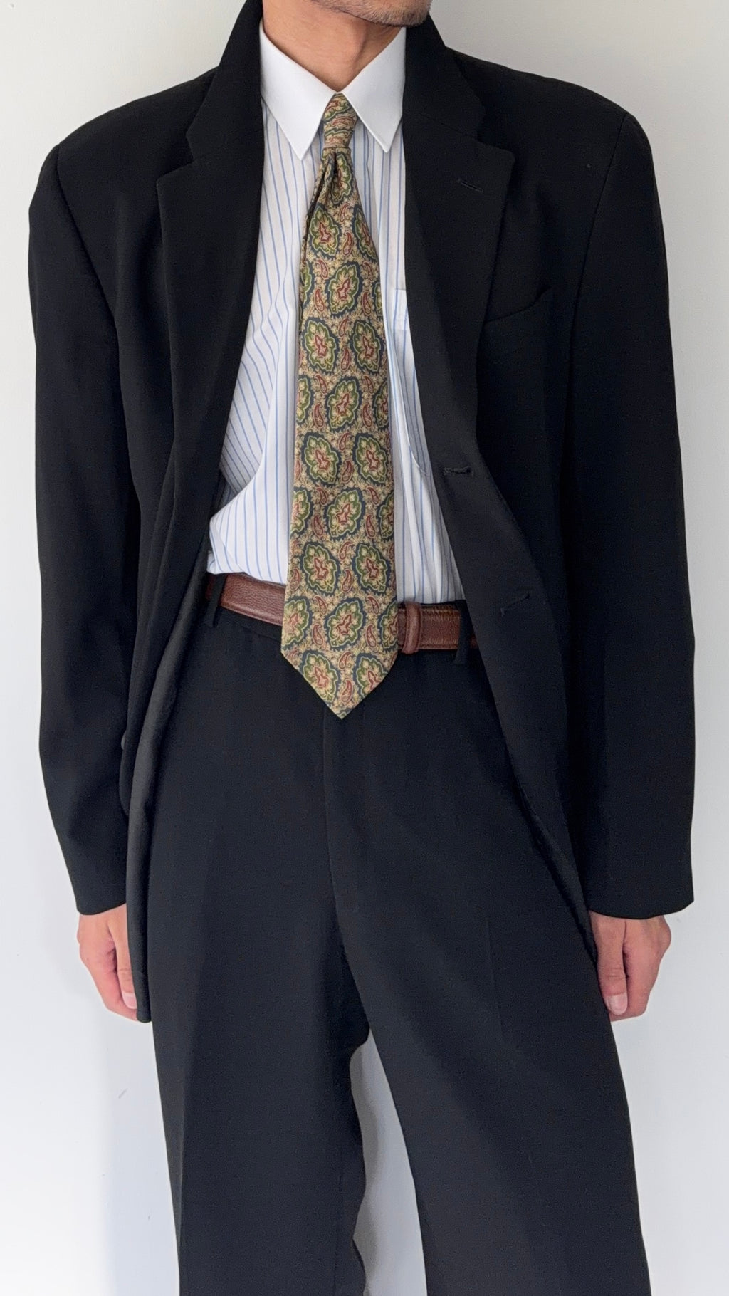 Emporio Armani 1990s 3B Draped Wool Suit - Size L Jacket / 34" Waist