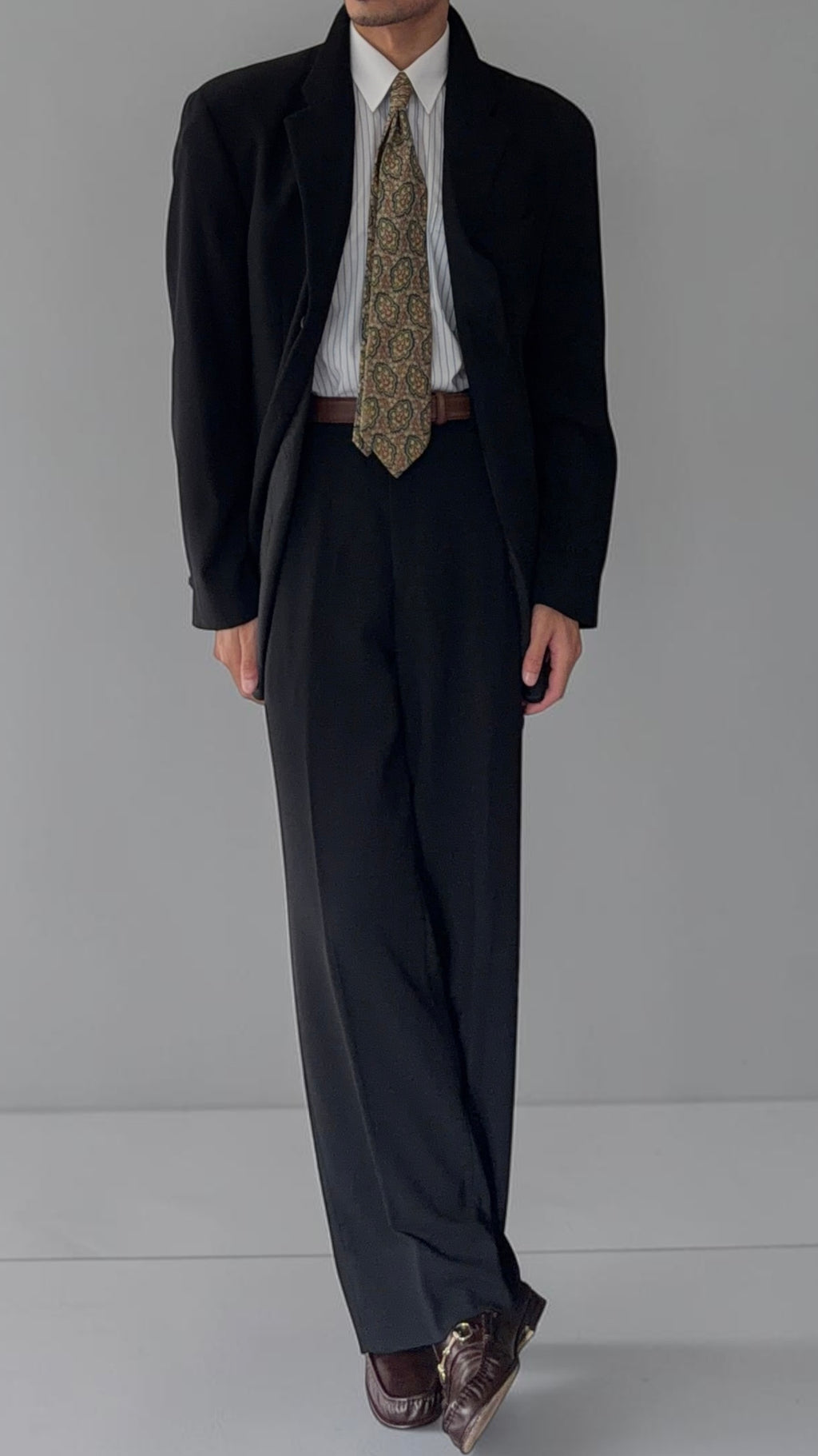 Emporio Armani 1990s 3B Draped Wool Suit - Size L Jacket / 34" Waist