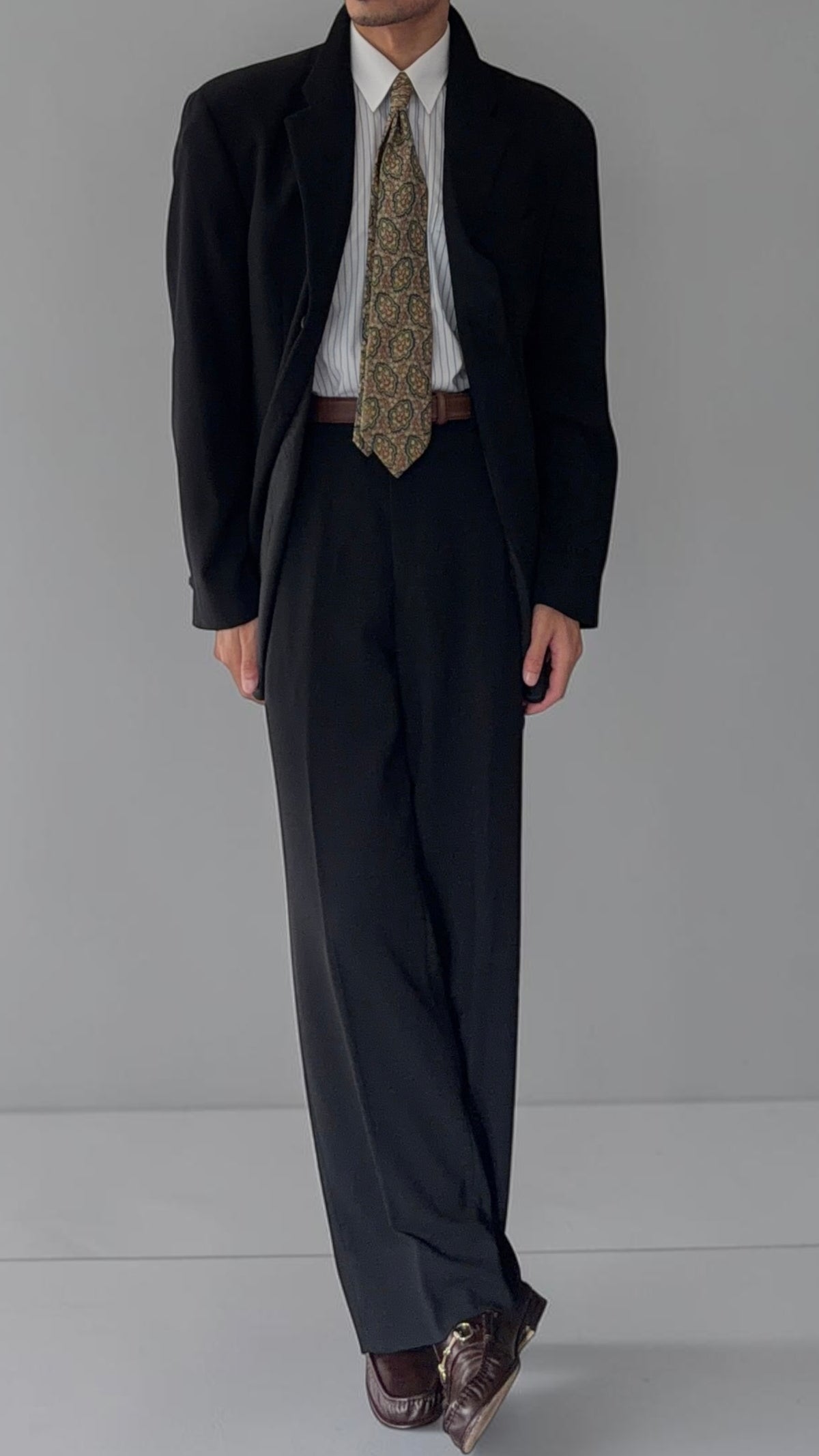 Emporio Armani 1990s 3B Draped Wool Suit - Size L Jacket / 34" Waist