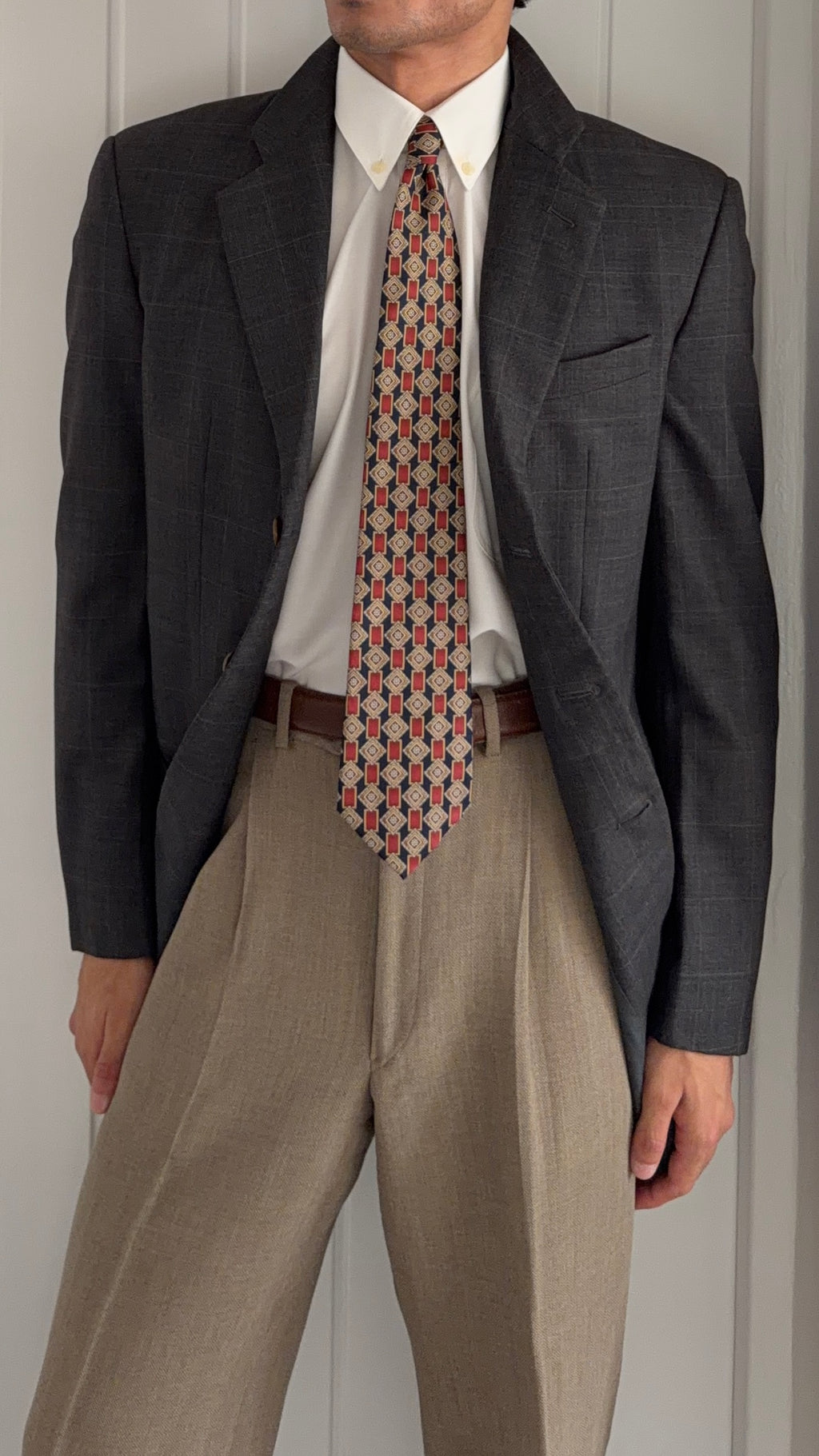 Armani 1990s 3B Wool Check Sport Jacket Blazer - Size M